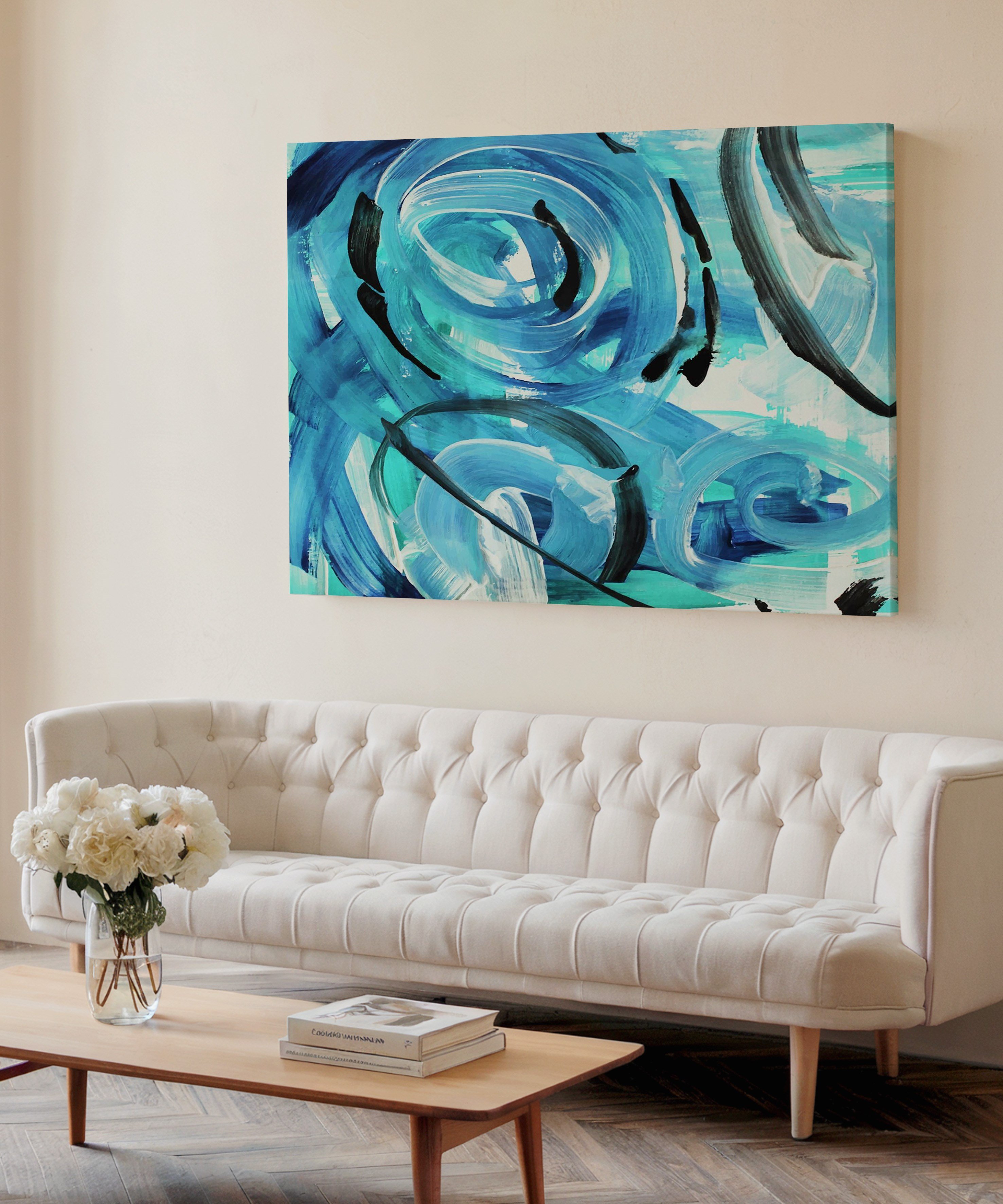 Mavi Damla | Yağlı Boya Dokulu Canvas Baskı