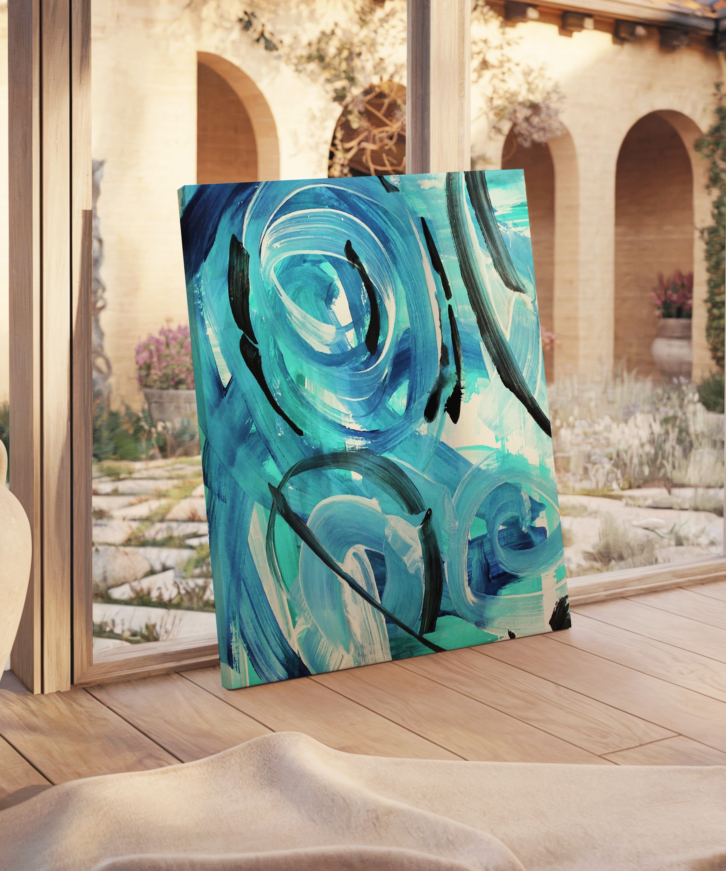 Mavi Damla | Yağlı Boya Dokulu Canvas Baskı