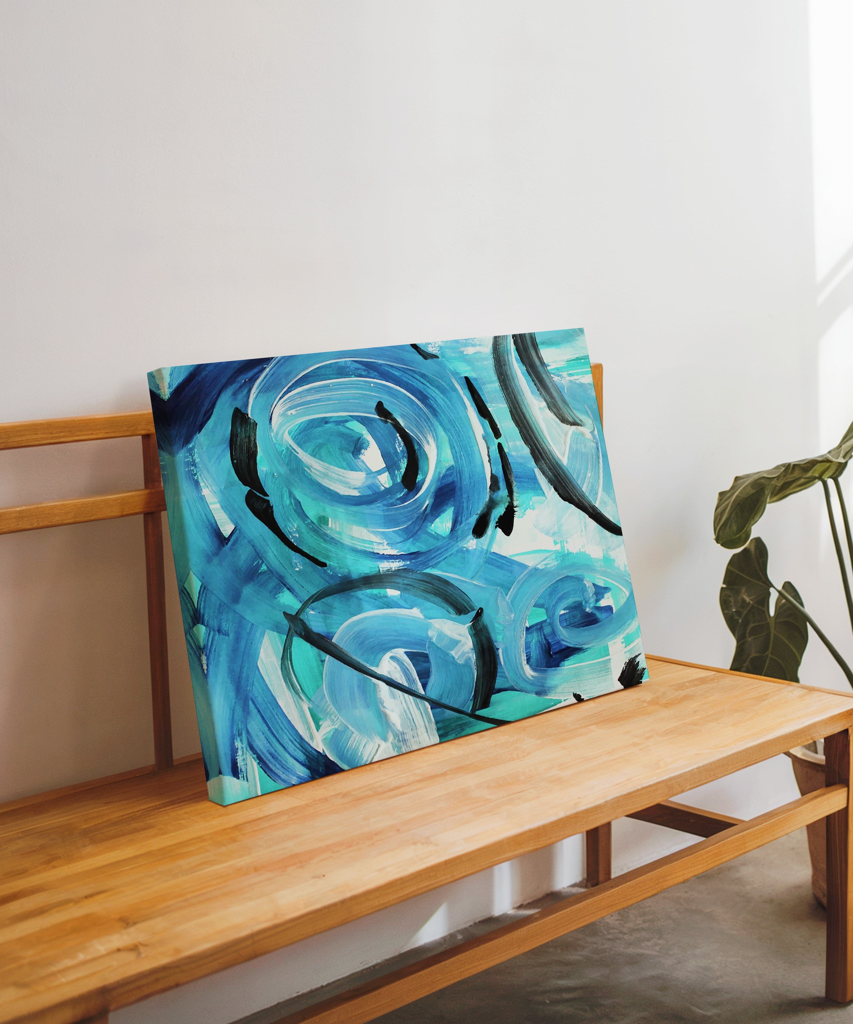 Mavi Damla | Yağlı Boya Dokulu Canvas Baskı