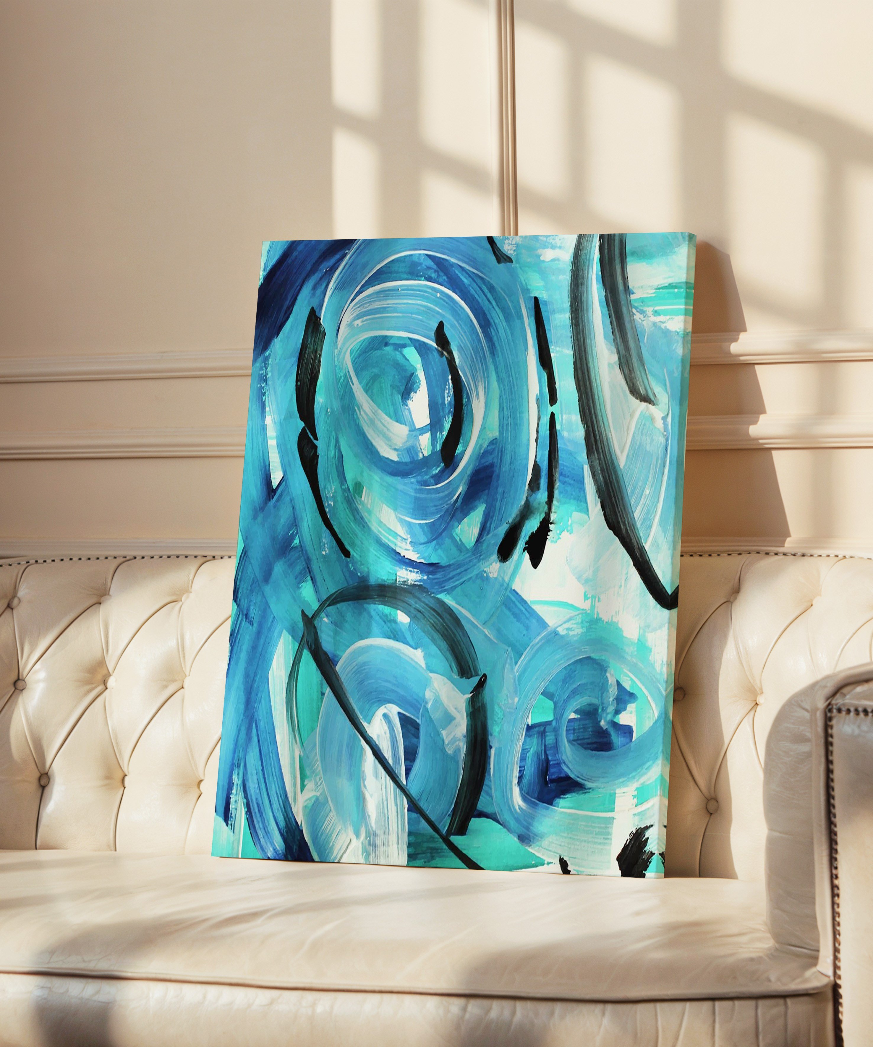 Mavi Damla | Yağlı Boya Dokulu Canvas Baskı