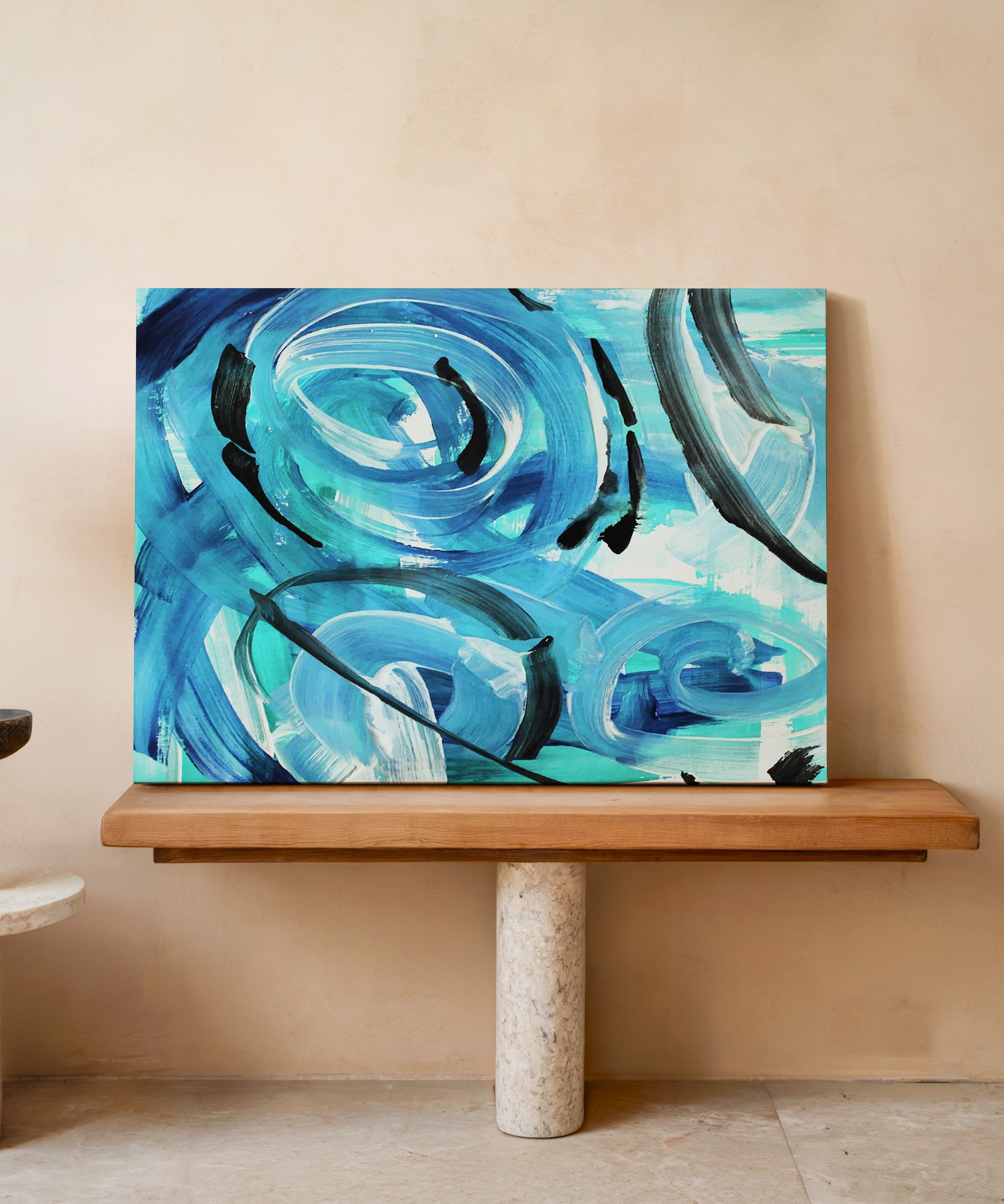 Mavi Damla | Yağlı Boya Dokulu Canvas Baskı
