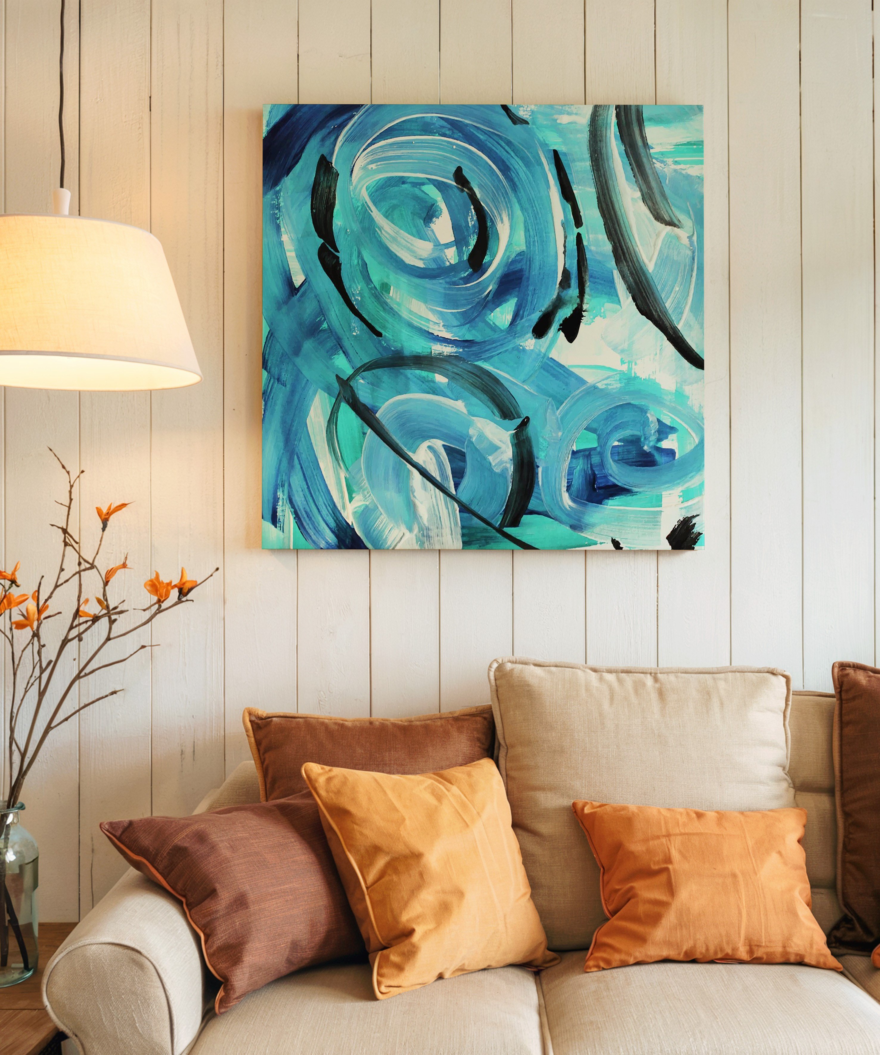 Mavi Damla | Yağlı Boya Dokulu Canvas Baskı