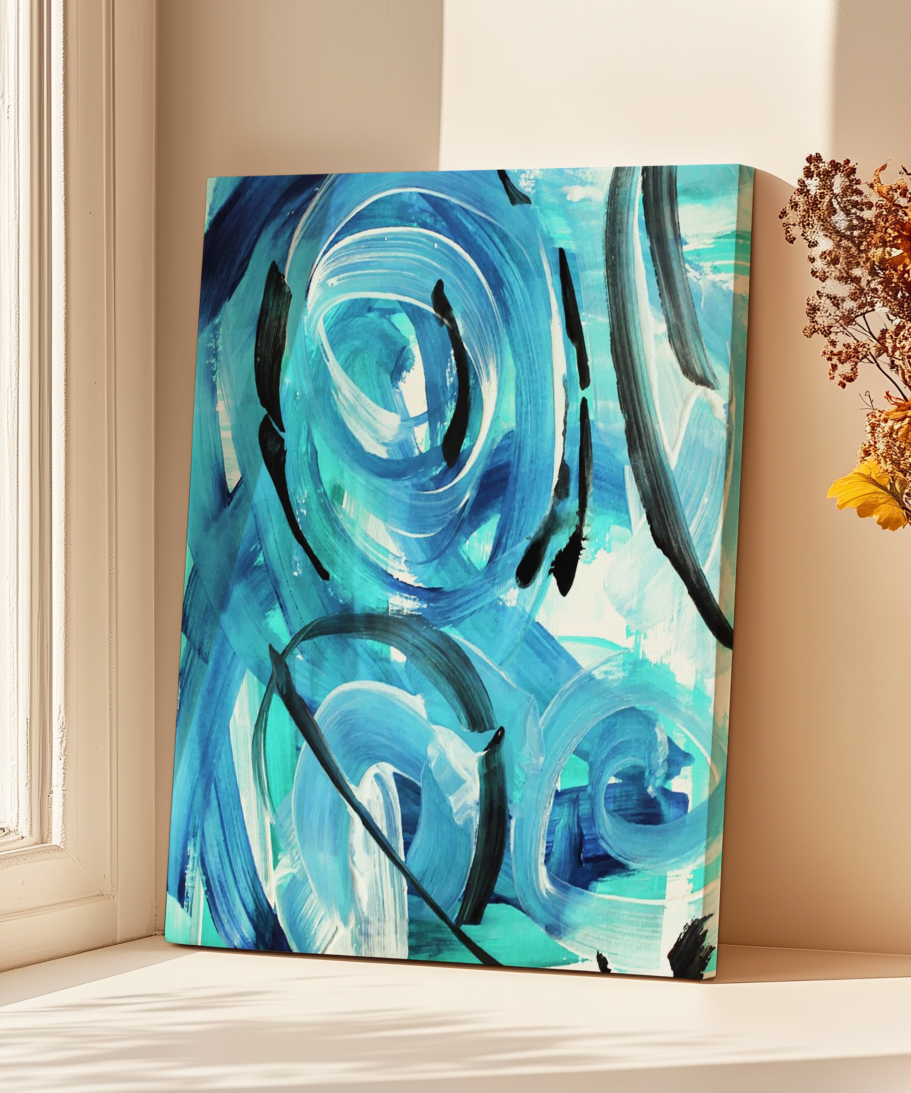 Mavi Damla | Yağlı Boya Dokulu Canvas Baskı