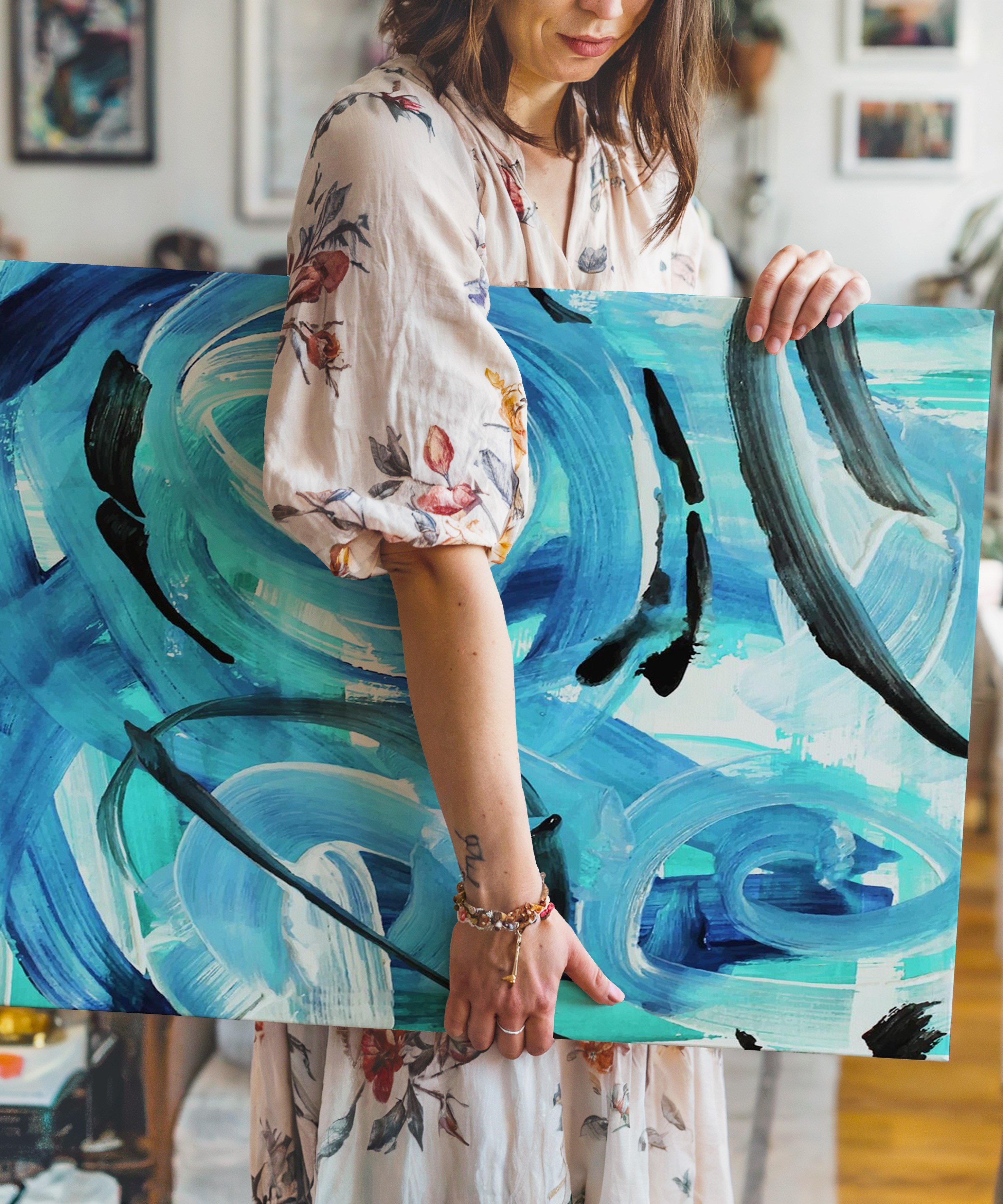 Mavi Damla | Yağlı Boya Dokulu Canvas Baskı