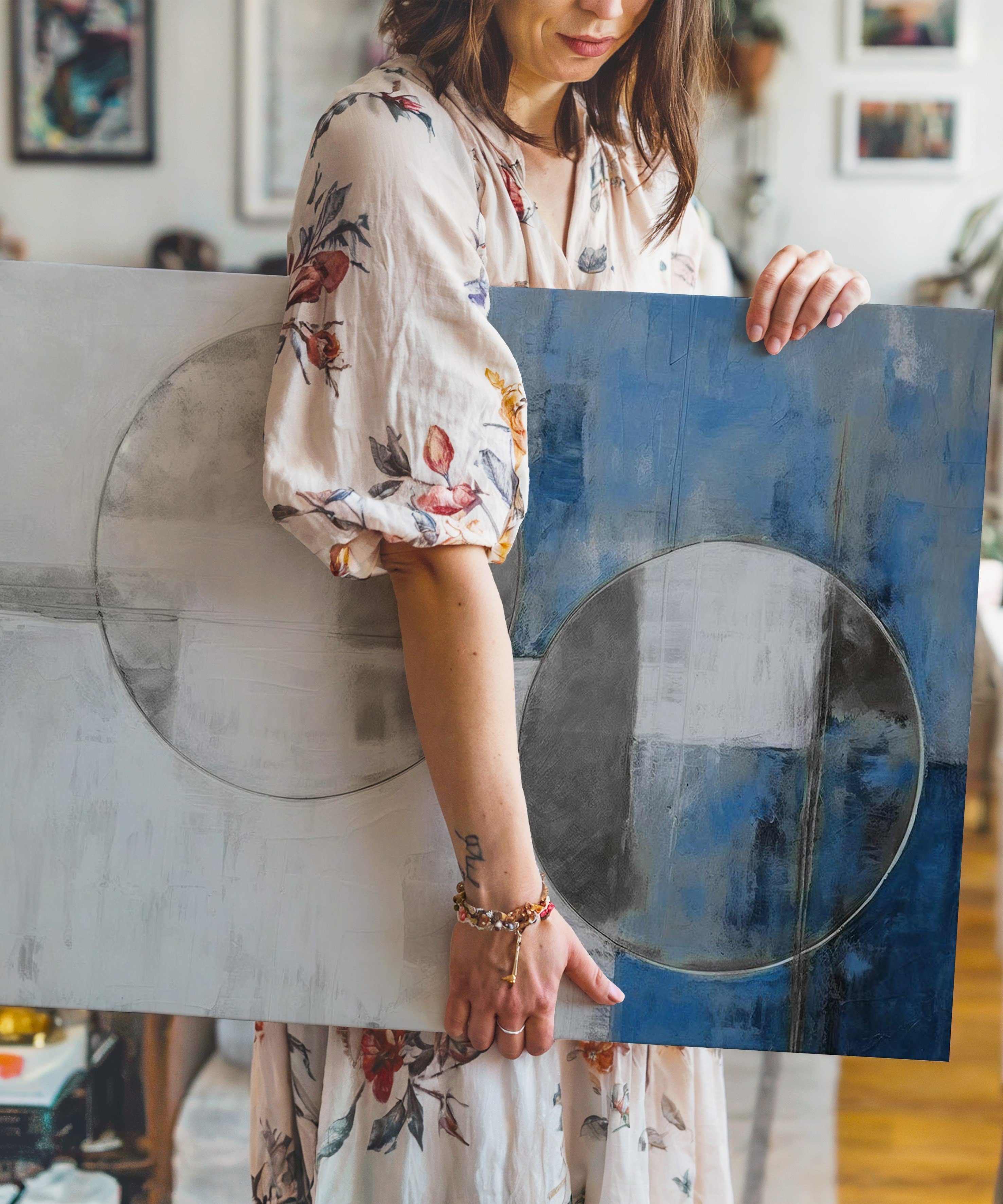 Mavi Eşik | Yağlı Boya Dokulu Canvas Baskı