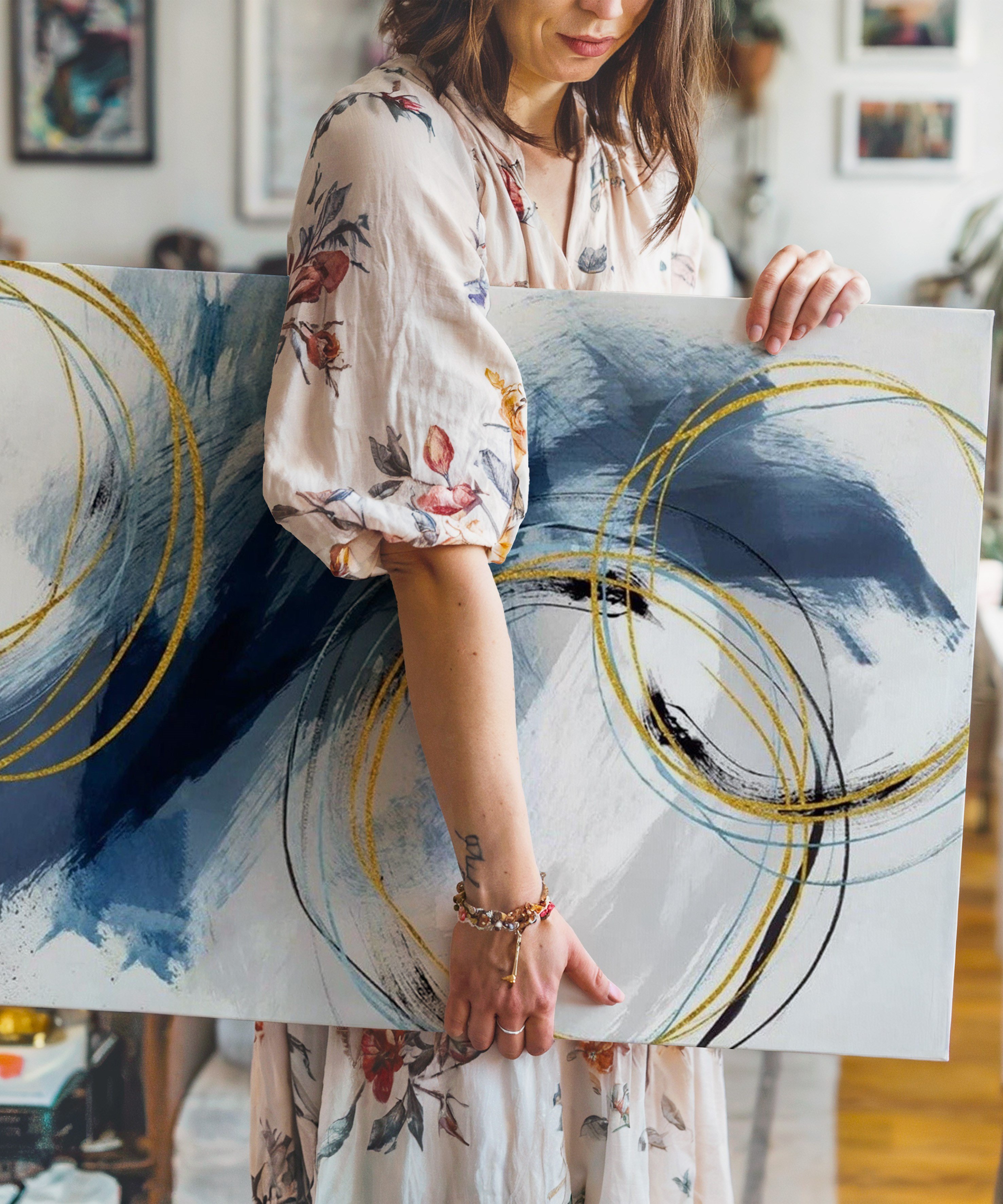 Mavi Fırça | Yağlı Boya Dokulu Canvas Baskı