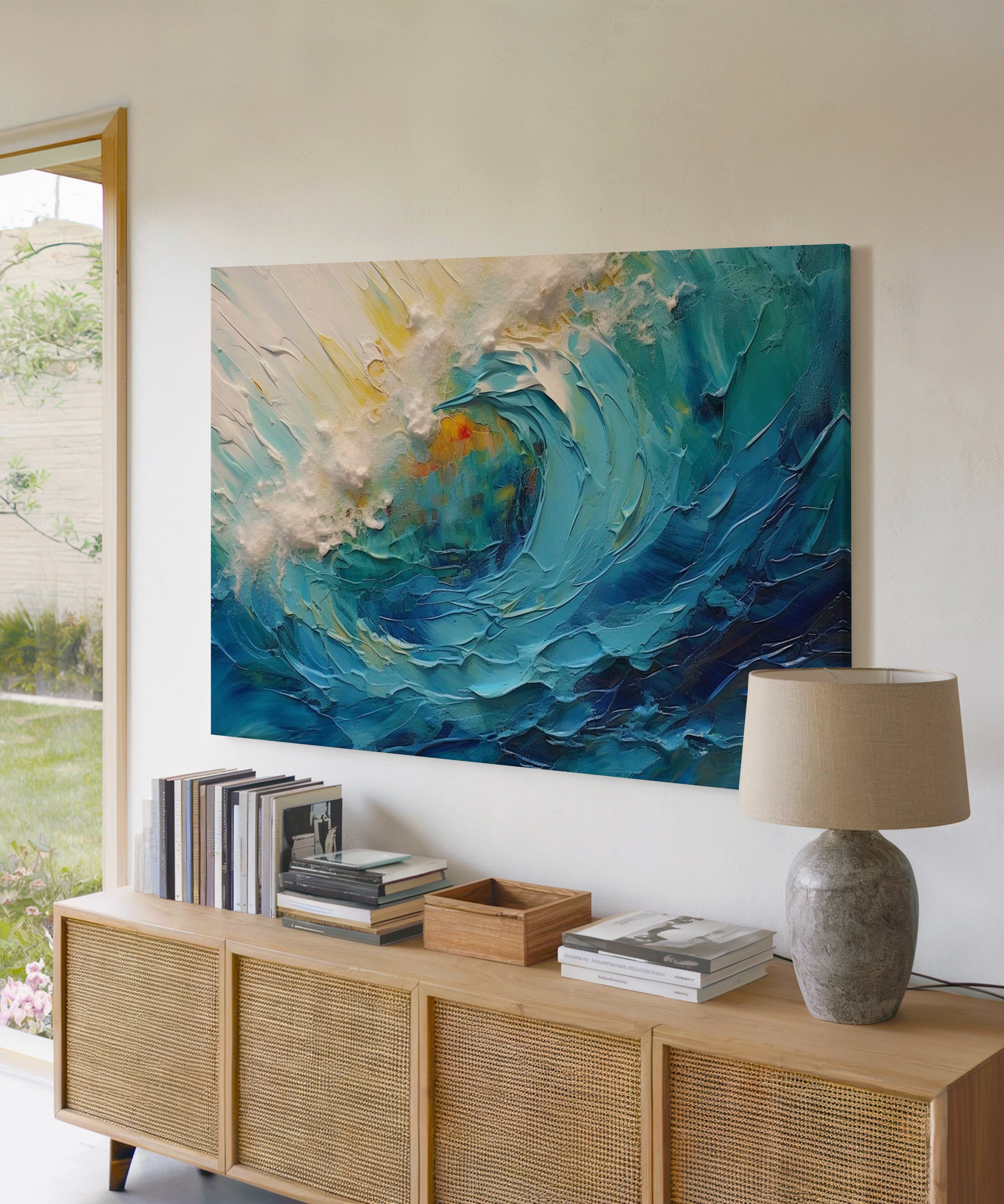 Mavi Fırtına | Yağlı Boya Dokulu Canvas Baskı