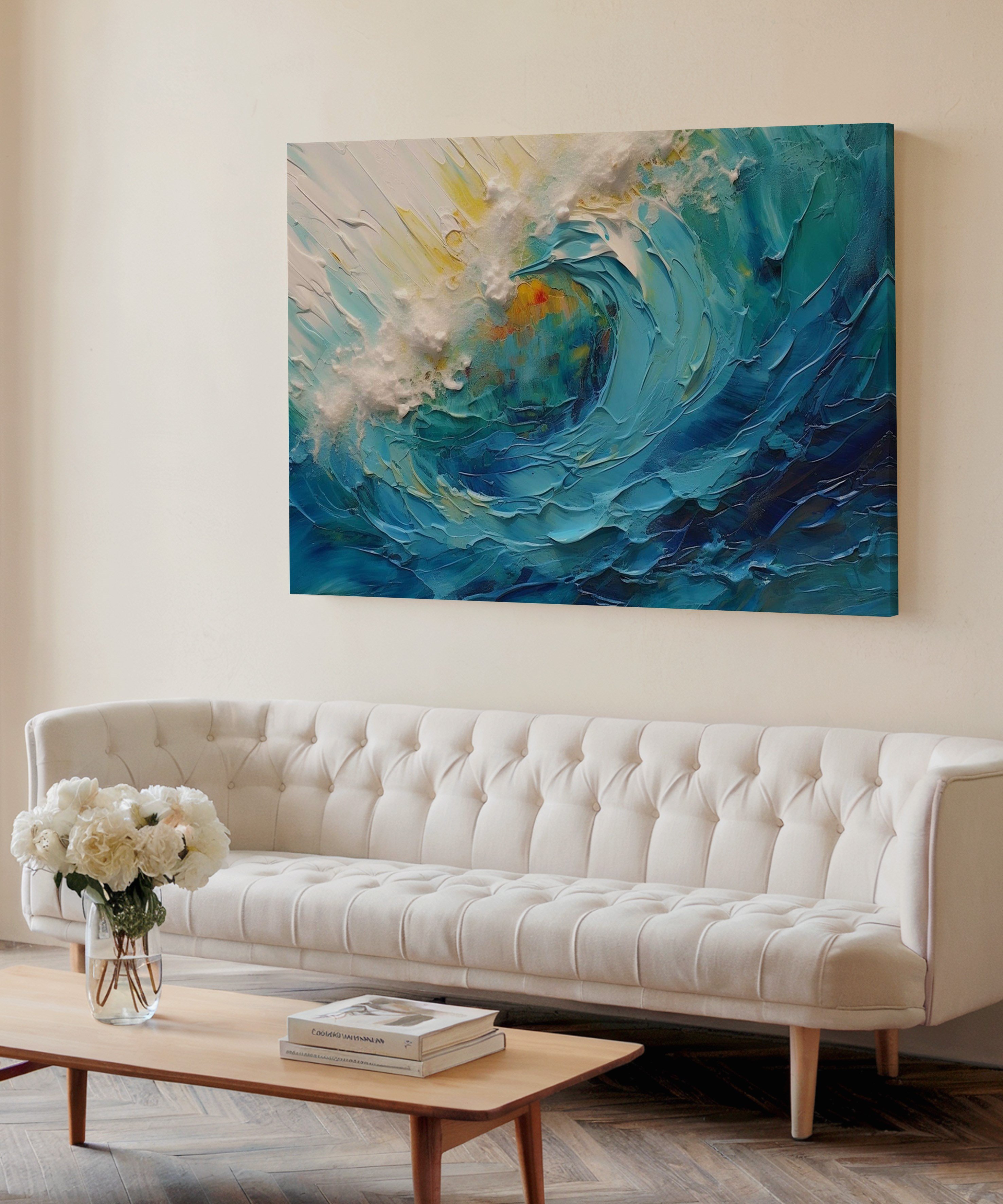 Mavi Fırtına | Yağlı Boya Dokulu Canvas Baskı