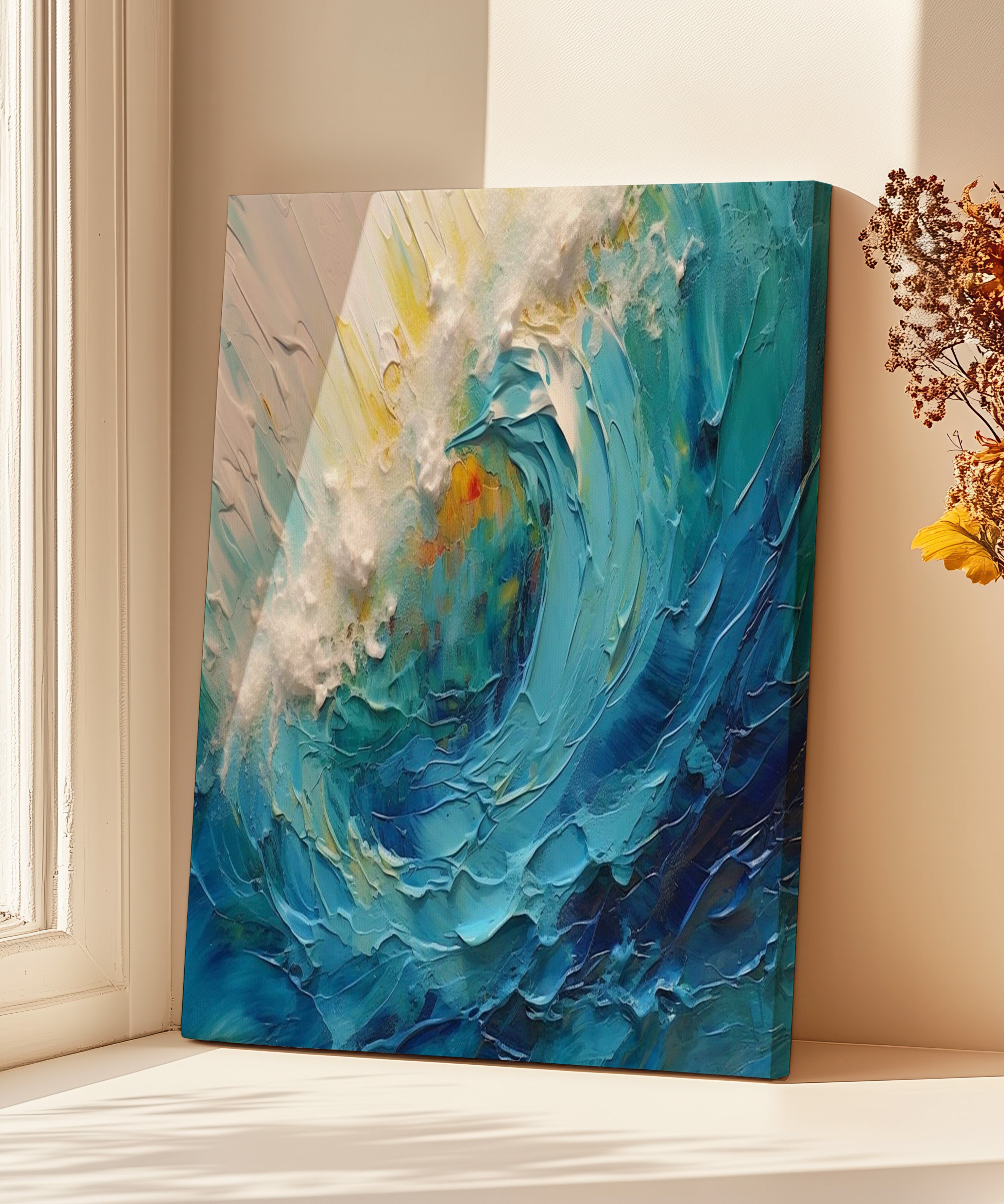 Mavi Fırtına | Yağlı Boya Dokulu Canvas Baskı