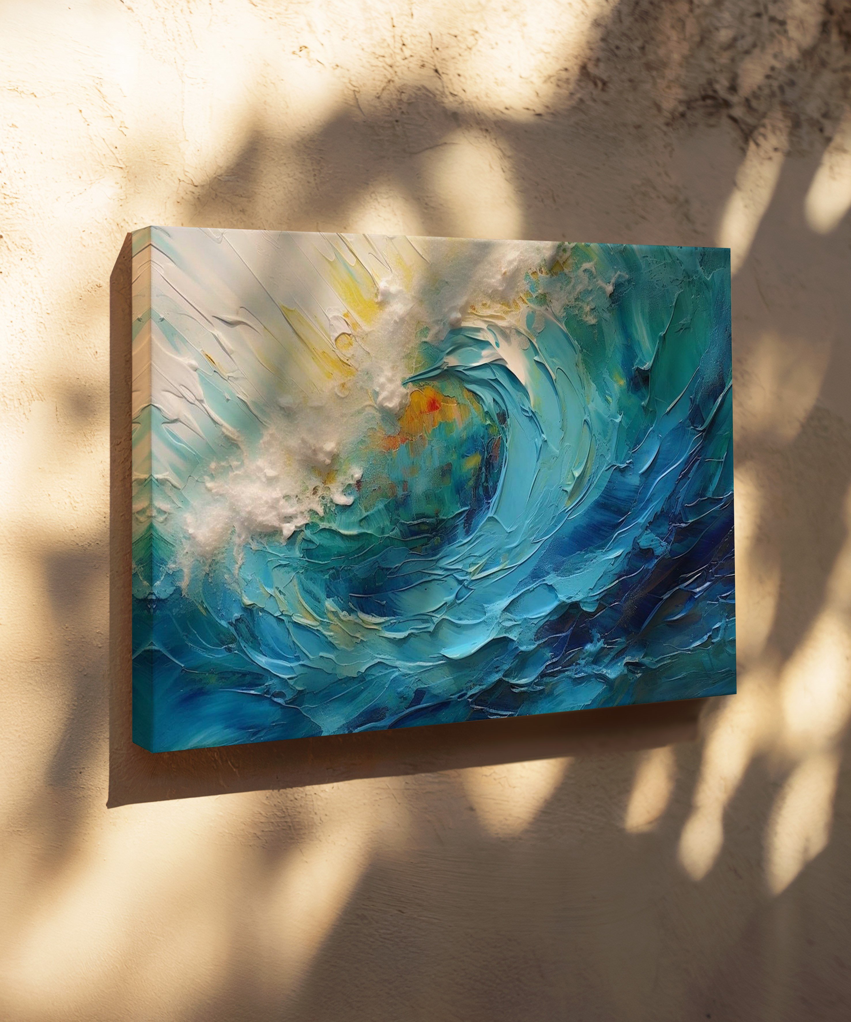 Mavi Fırtına | Yağlı Boya Dokulu Canvas Baskı