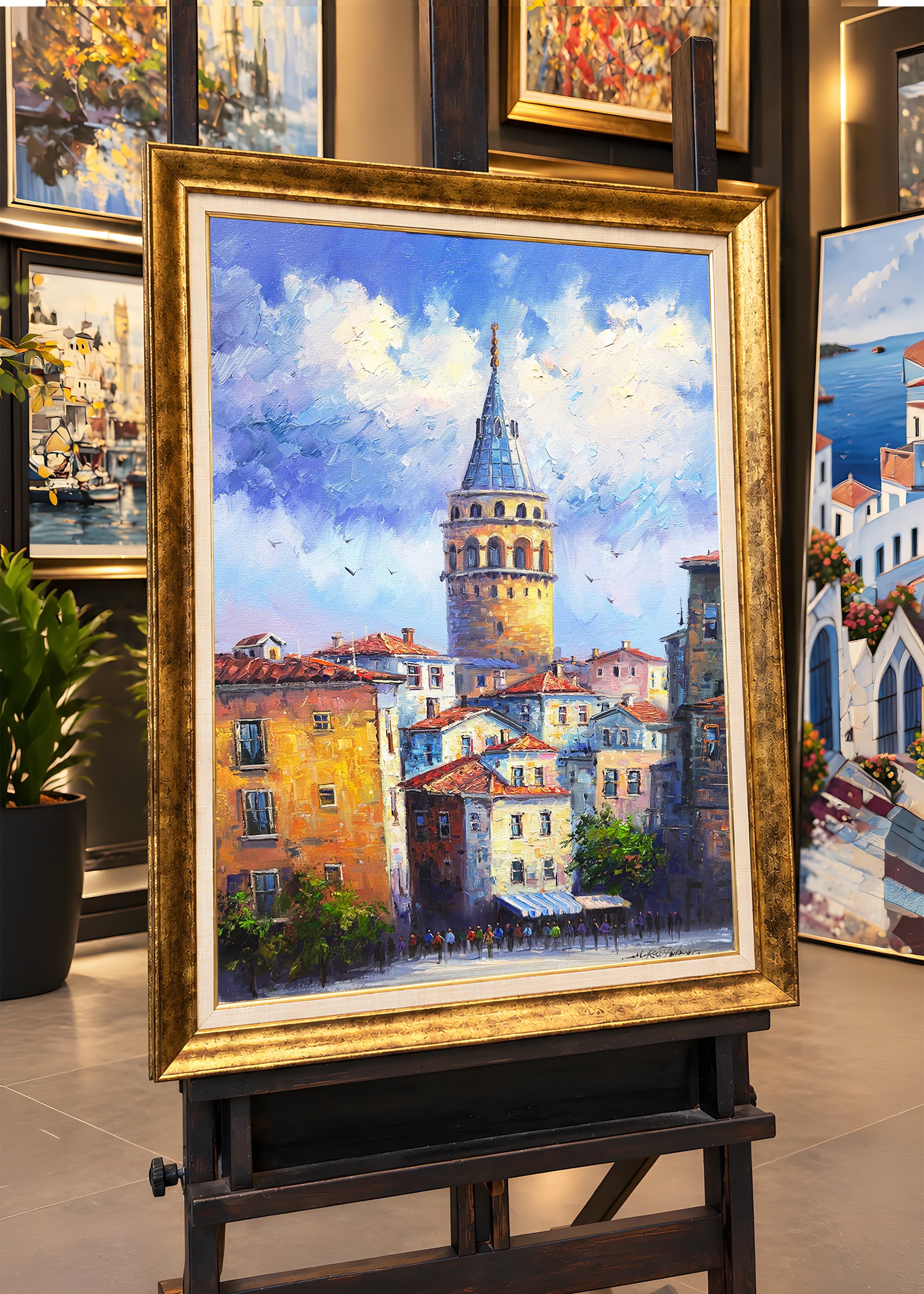 Mavi Galata İstanbul | Yağlı Boya Tablo