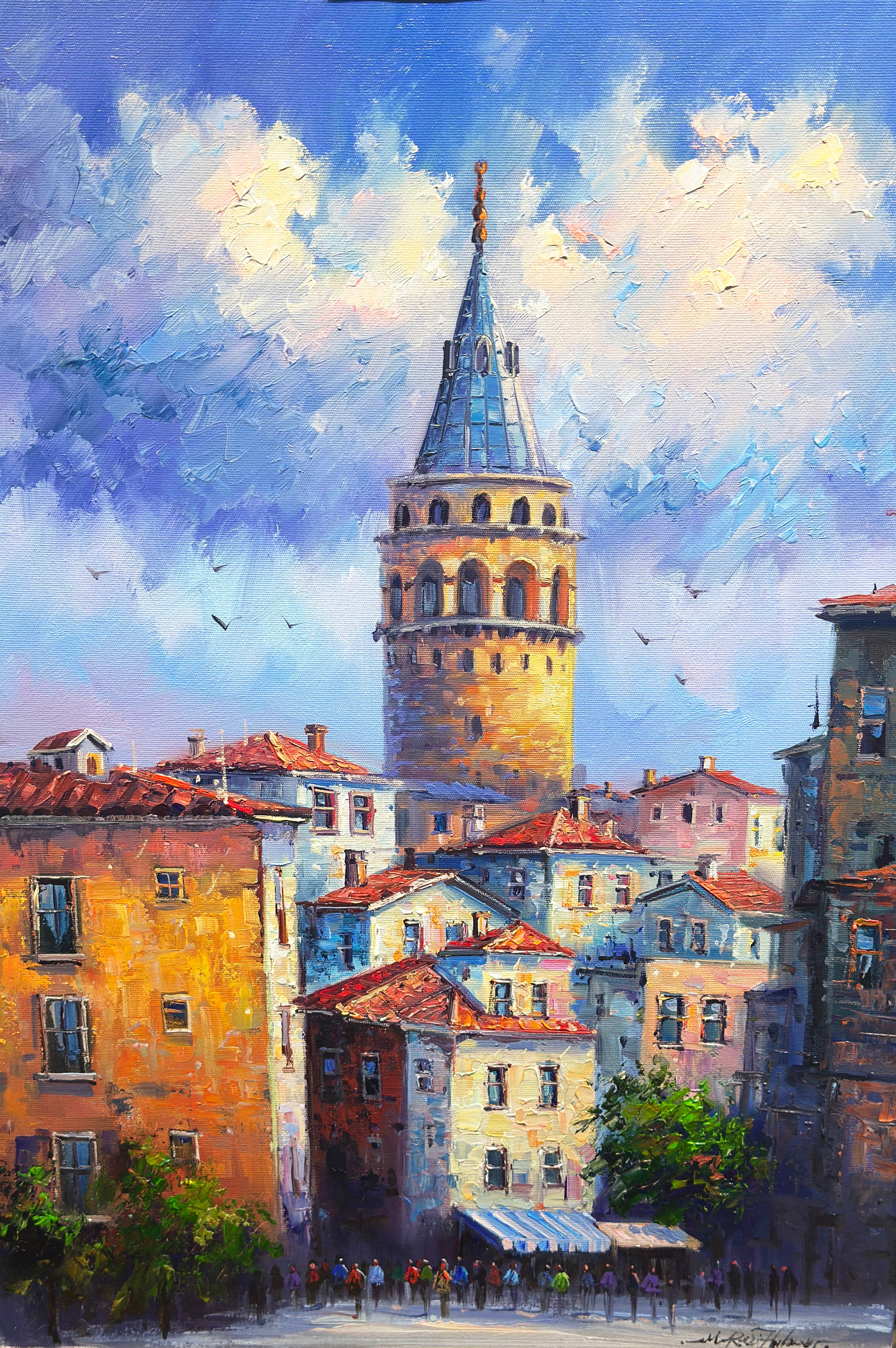 Mavi Galata İstanbul | Yağlı Boya Tablo