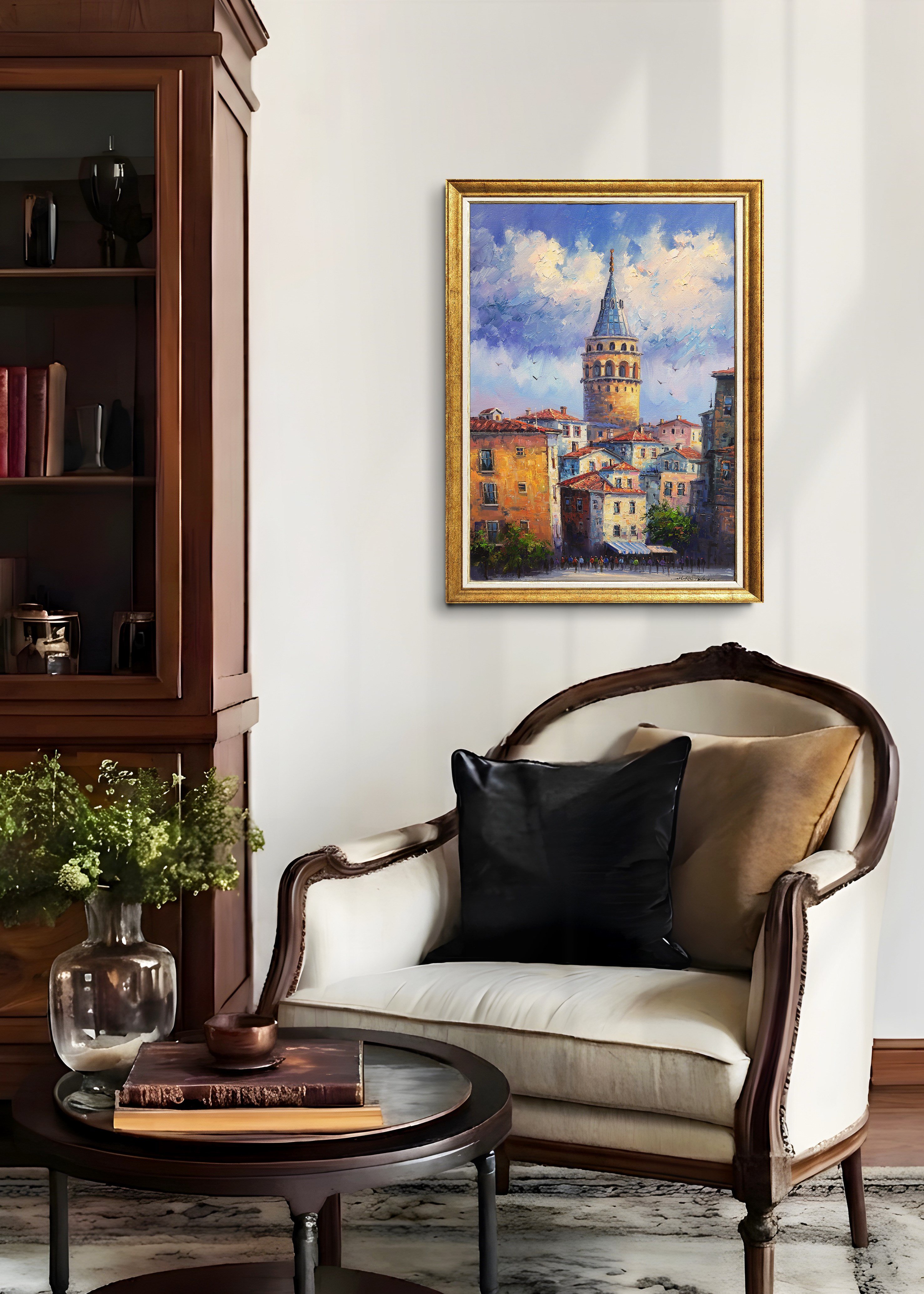Mavi Galata İstanbul | Yağlı Boya Tablo