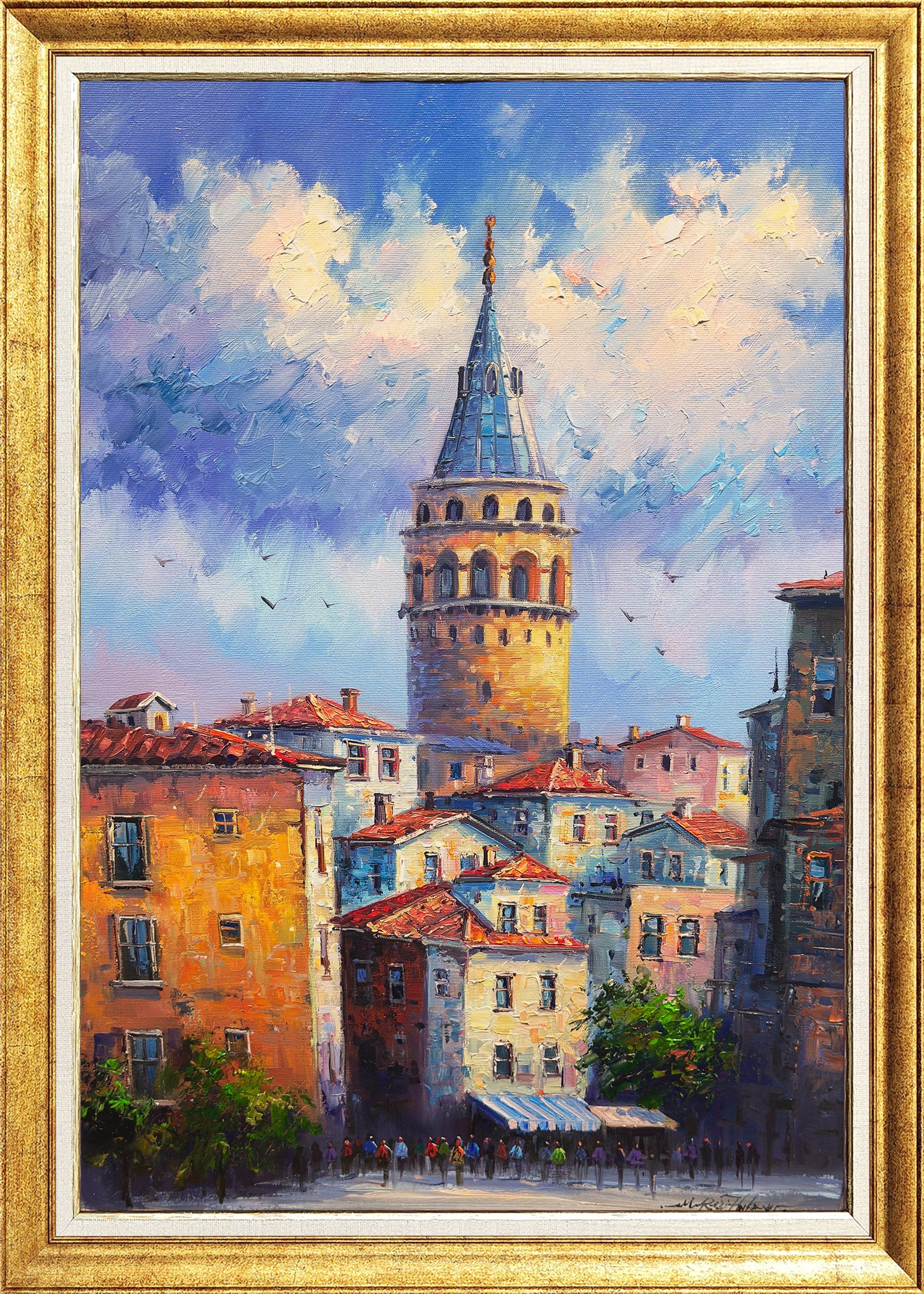Mavi Galata İstanbul | Yağlı Boya Tablo
