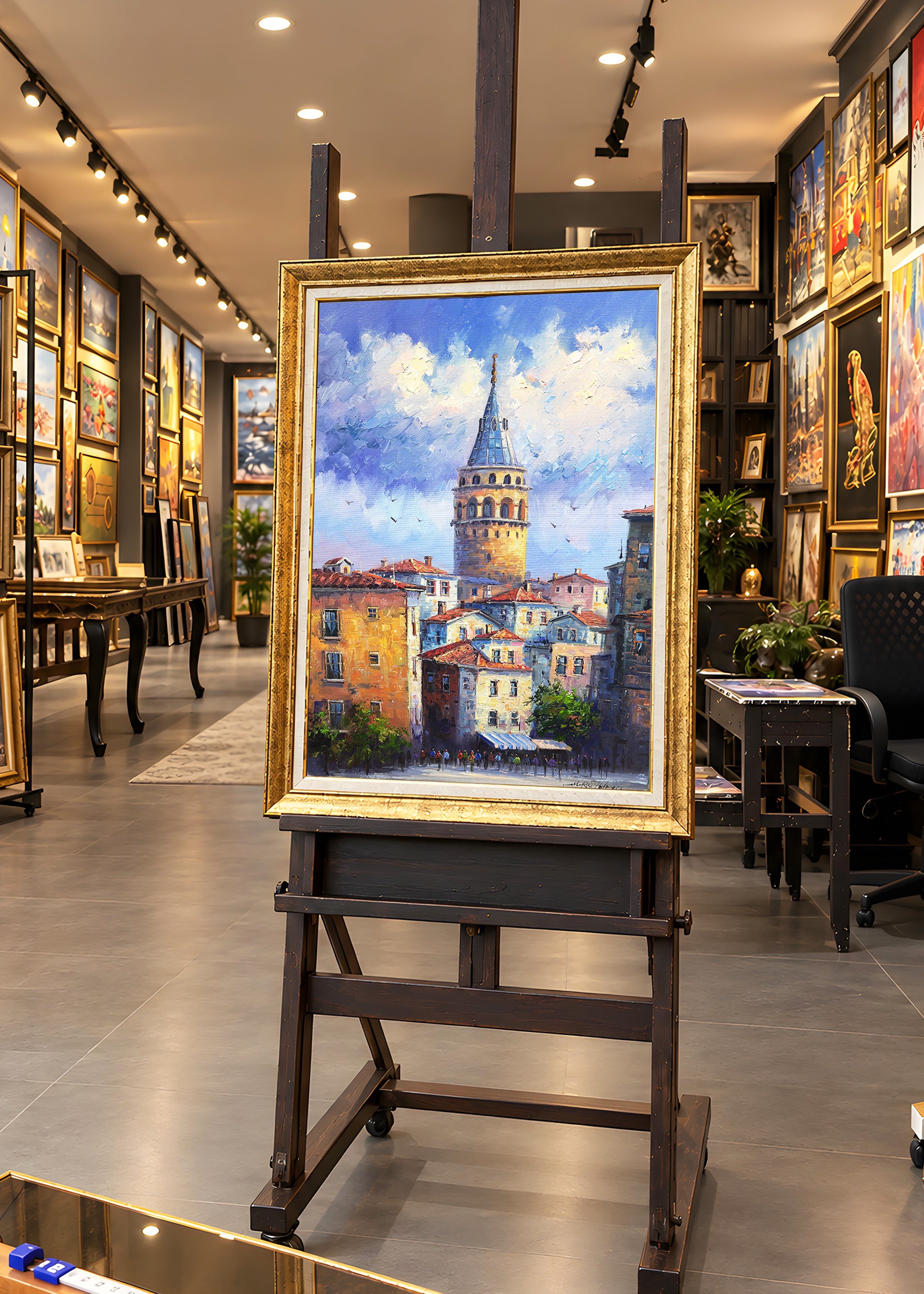 Mavi Galata İstanbul | Yağlı Boya Tablo