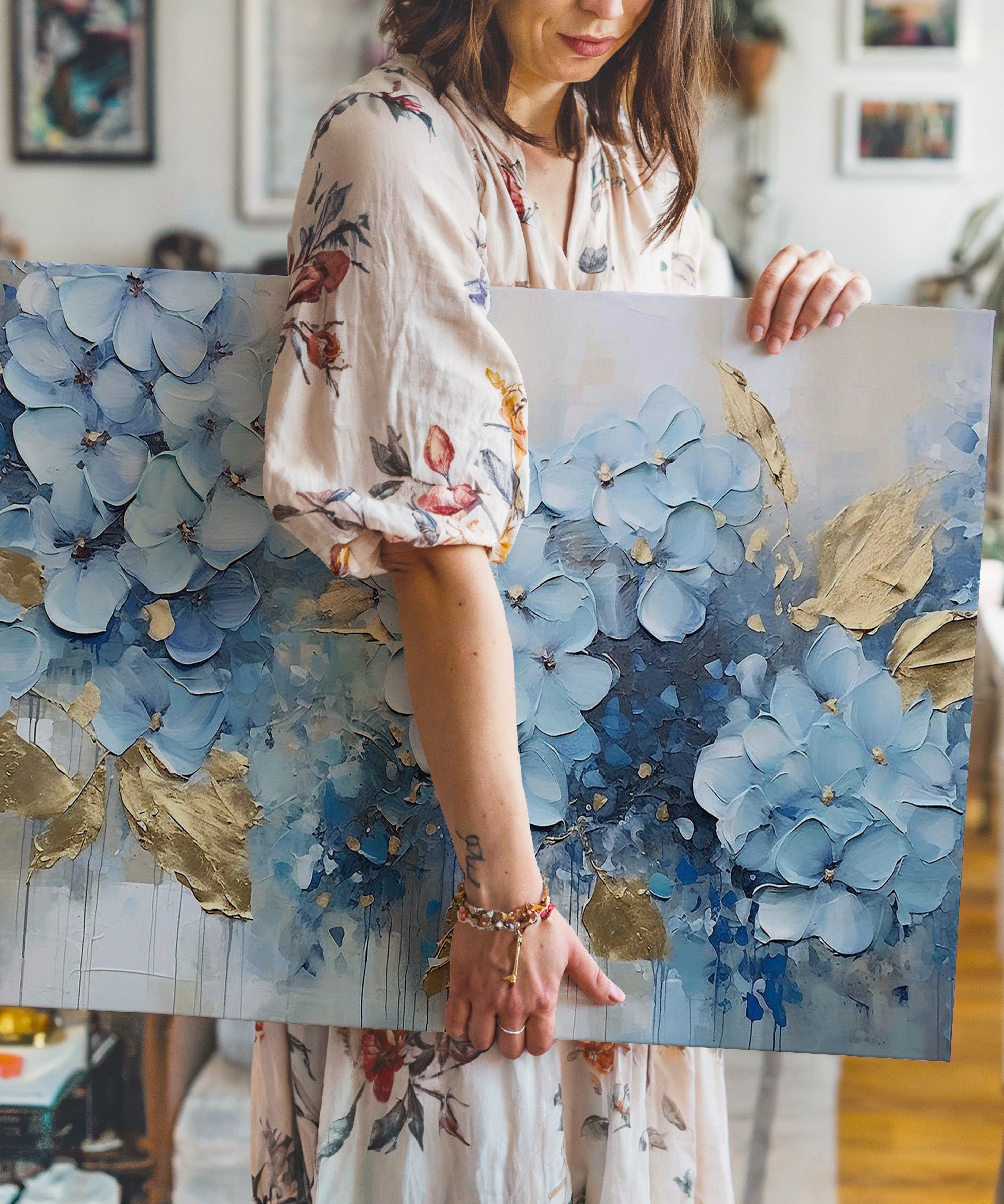 Mavi Miras | Yağlı Boya Dokulu Canvas Baskı
