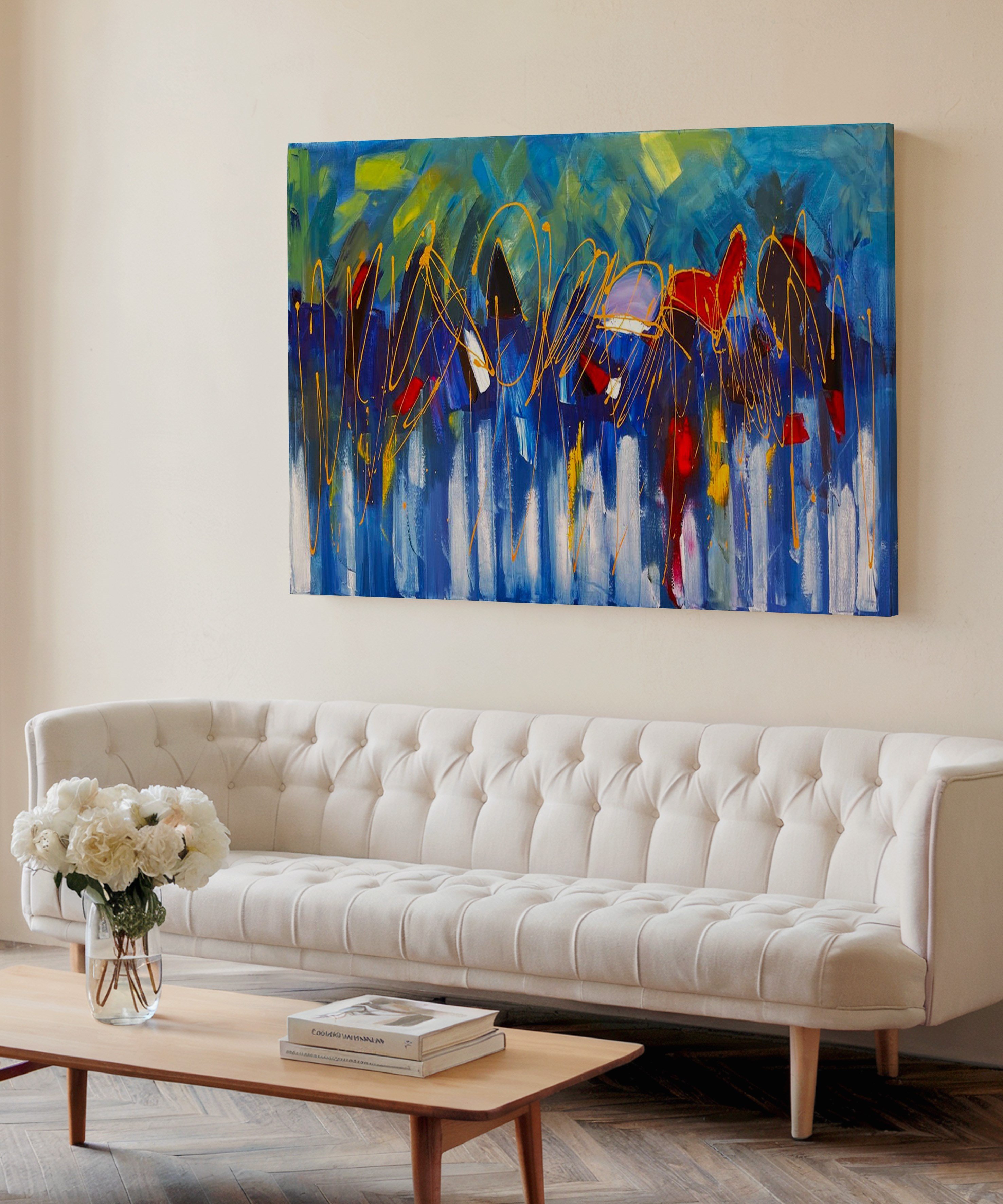 Mavi Senfoni | Yağlı Boya Dokulu Canvas Baskı