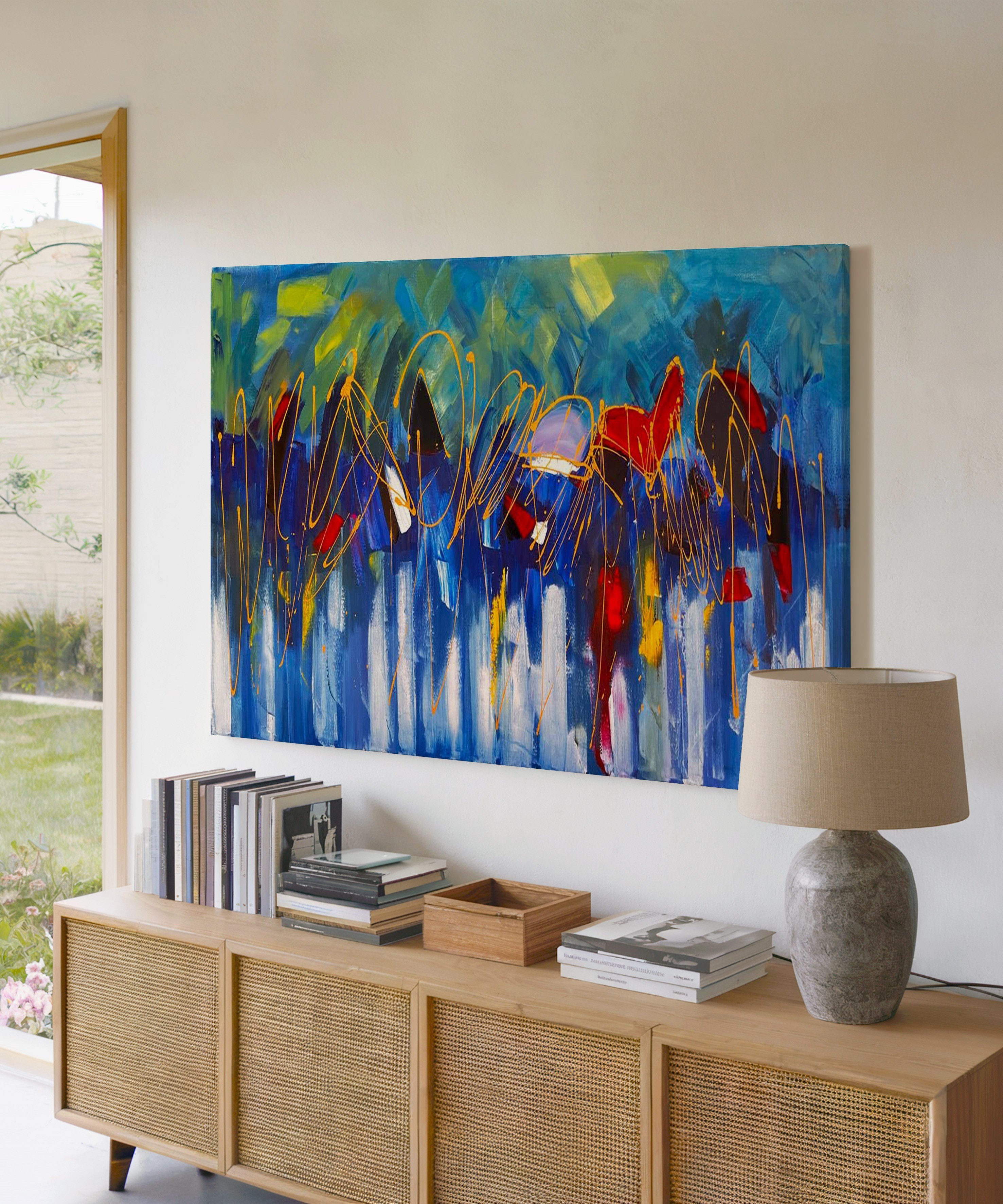 Mavi Senfoni | Yağlı Boya Dokulu Canvas Baskı