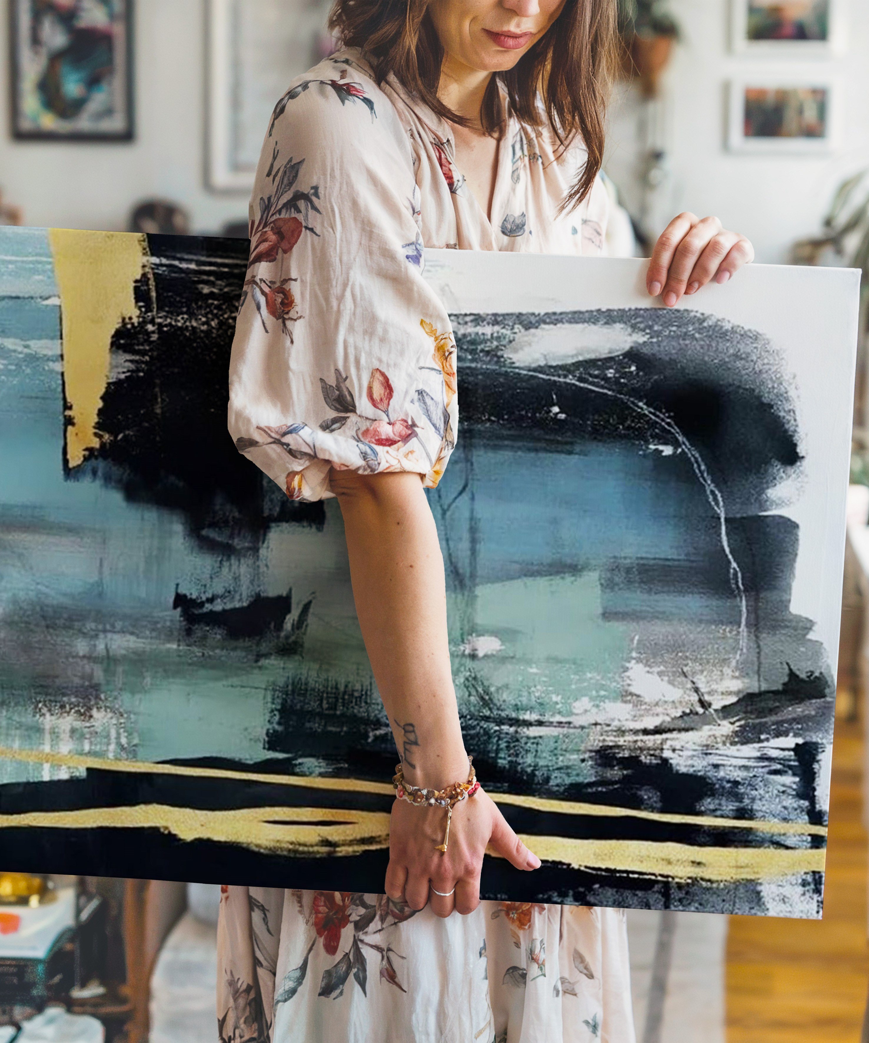 Mavi tonu | Yağlıboya dokulu canvas baskı