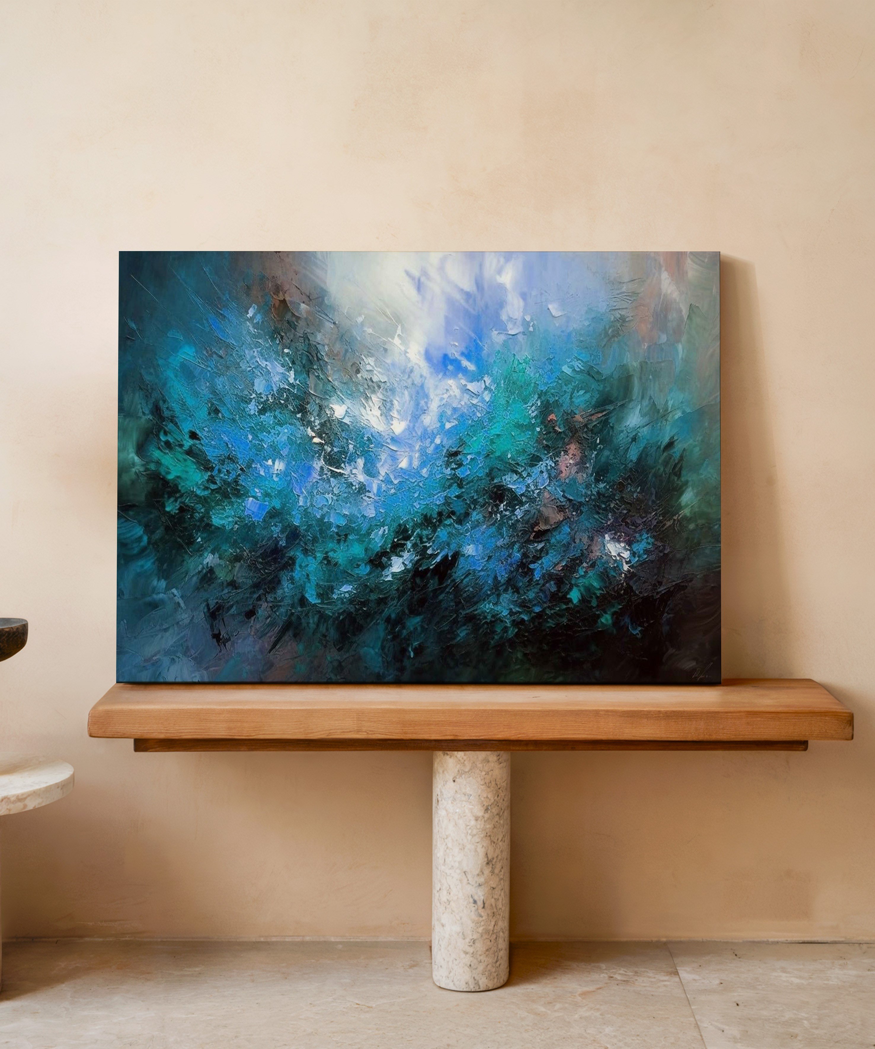 Mavinin Derinliği | Yağlı Boya Dokulu Canvas Baskı