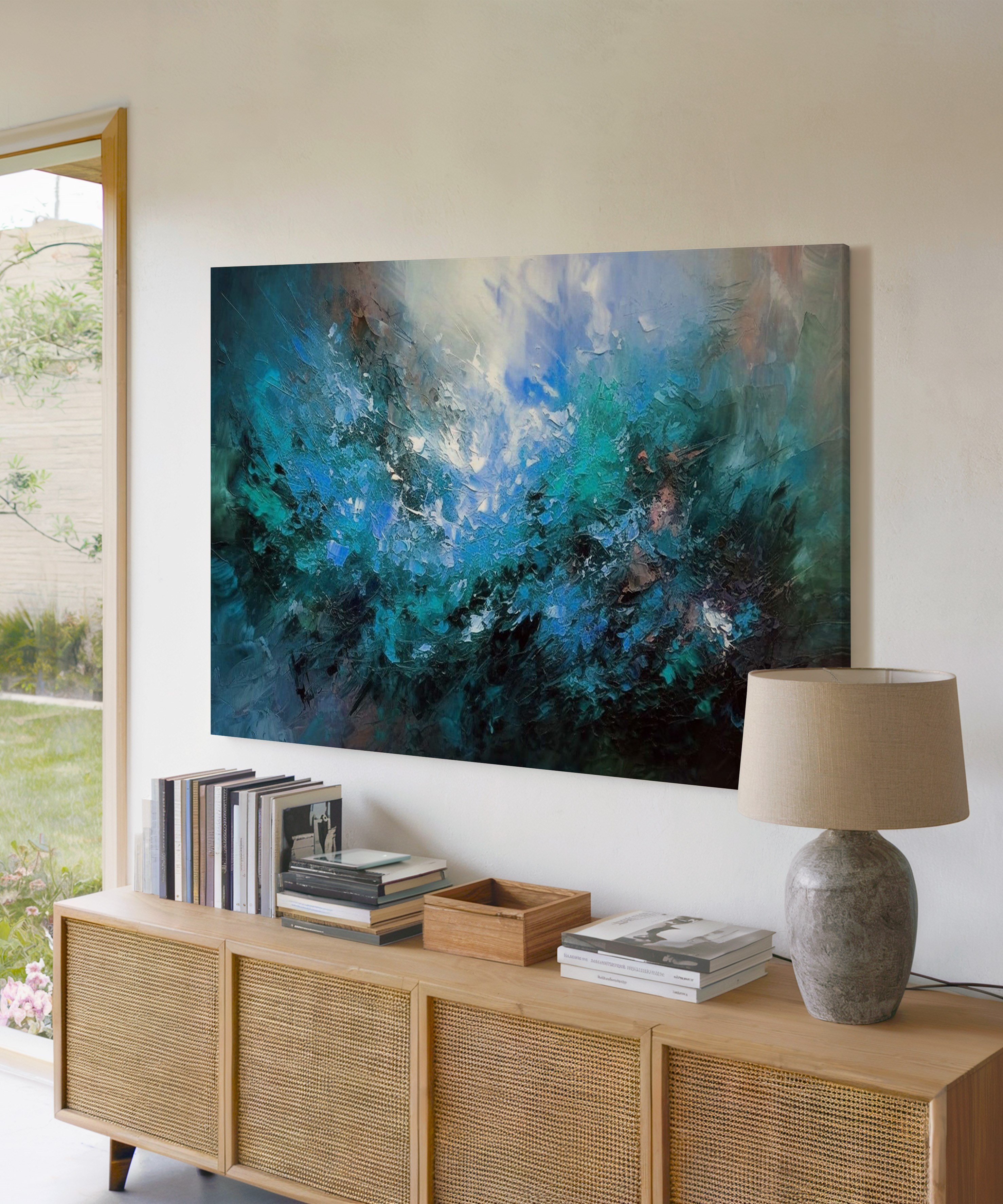 Mavinin Derinliği | Yağlı Boya Dokulu Canvas Baskı