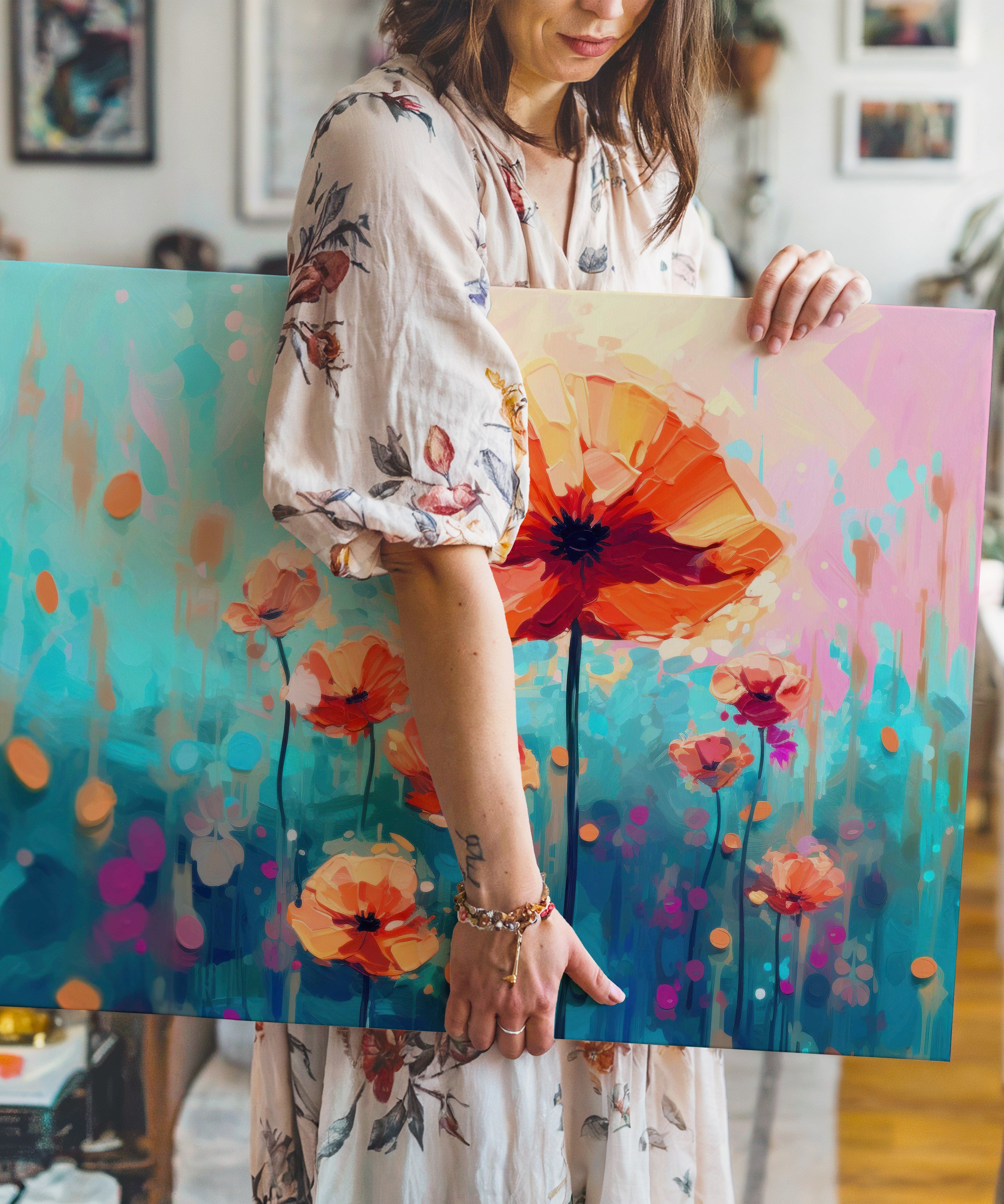 Mercan Bahçesi | Yağlı Boya Dokulu Canvas Baskı