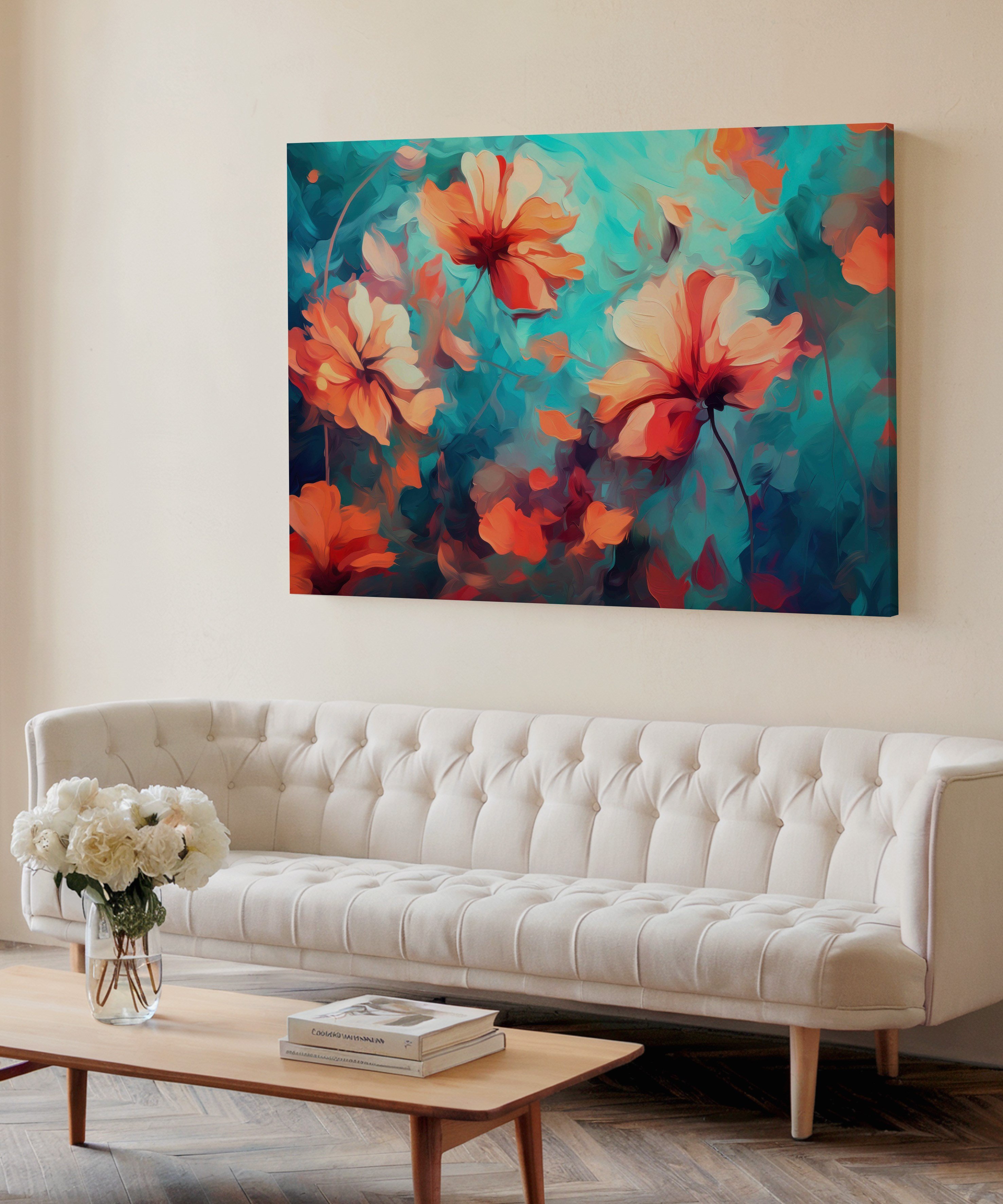 Mercan Düşü | Yağlı Boya Dokulu Canvas Baskı