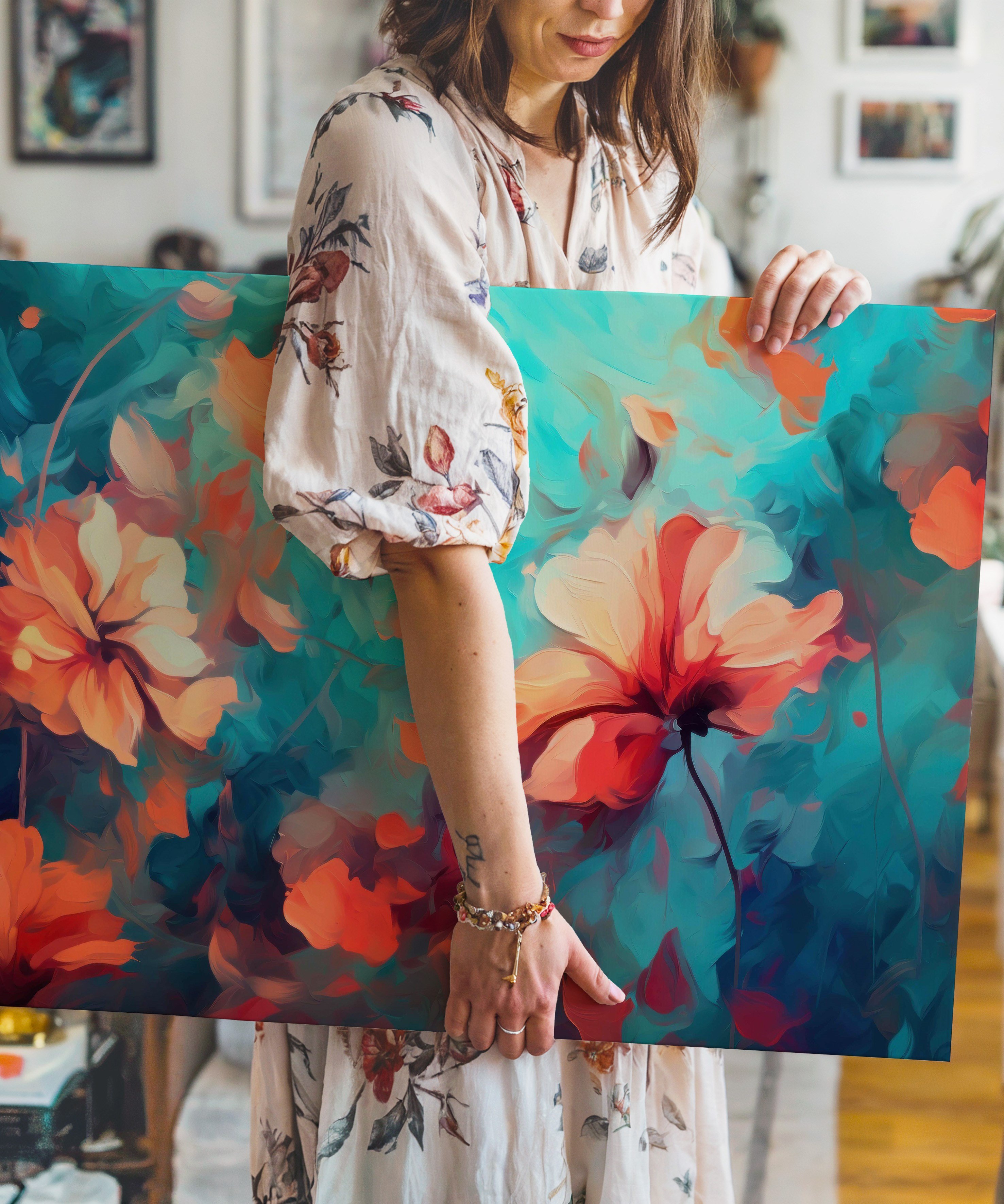 Mercan Düşü | Yağlı Boya Dokulu Canvas Baskı