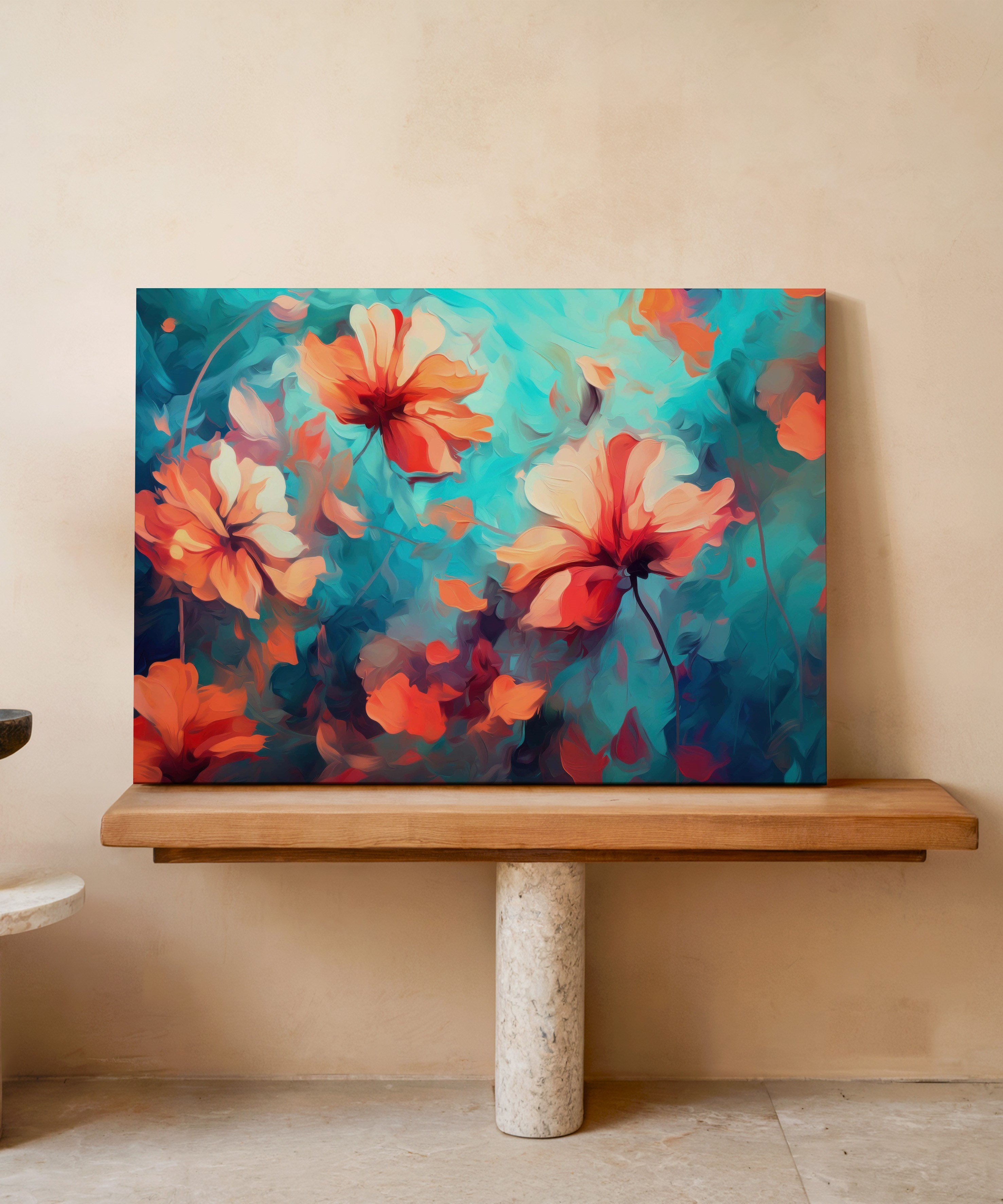 Mercan Düşü | Yağlı Boya Dokulu Canvas Baskı