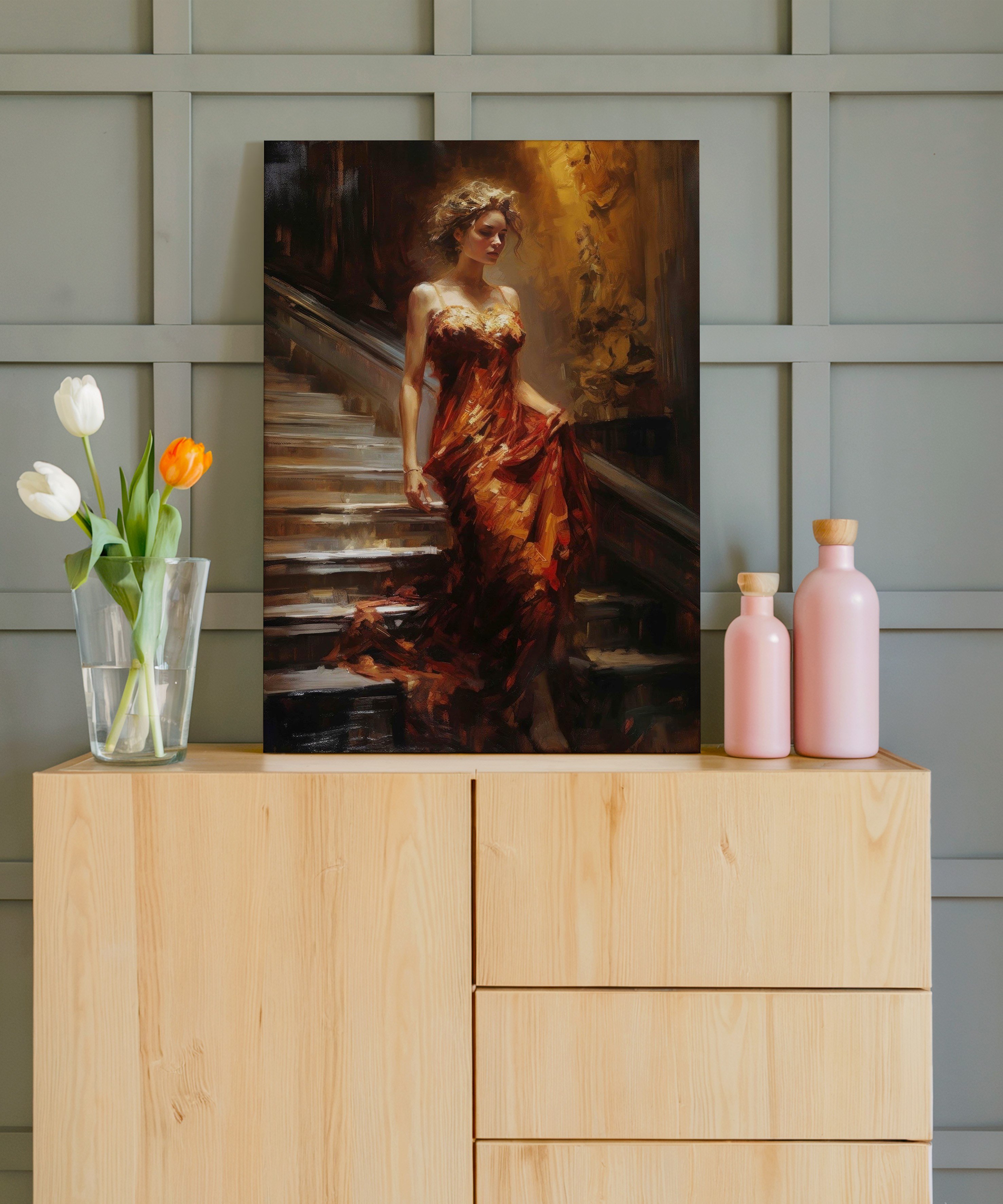 Merdivenlerde Sessizlik | Yağlı Boya Dokulu Canvas Baskı
