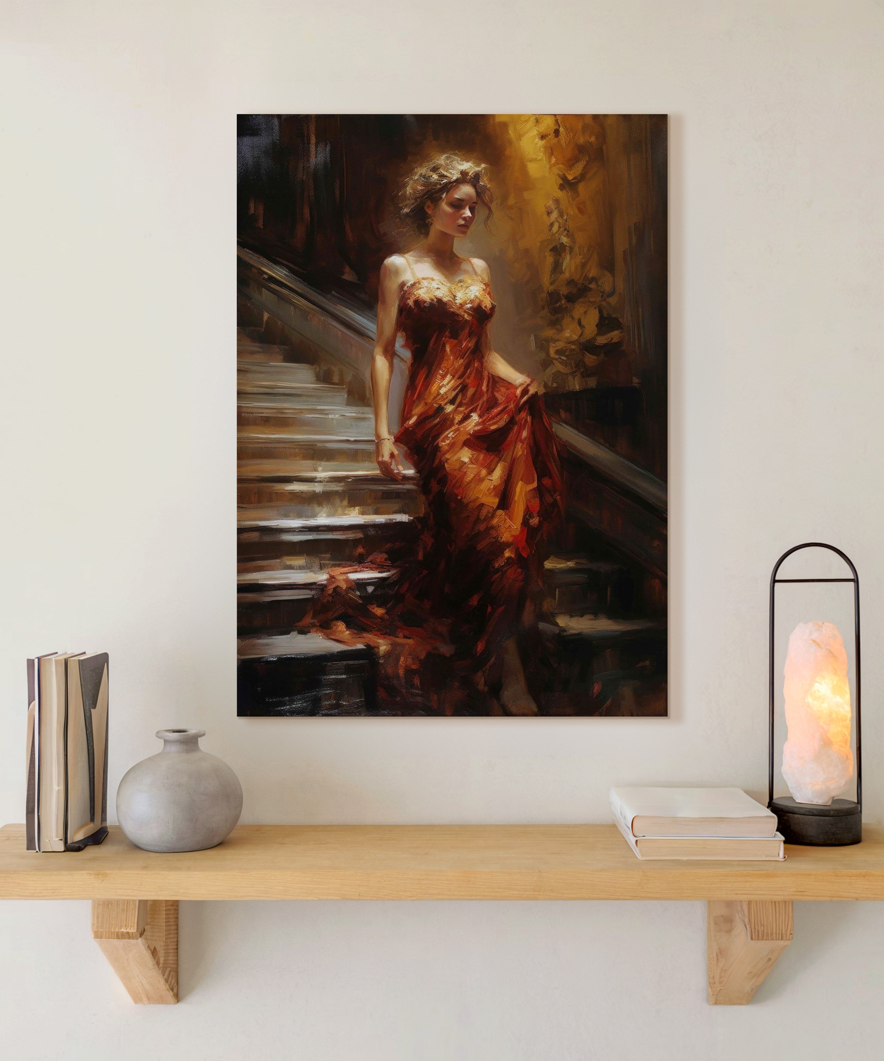 Merdivenlerde Sessizlik | Yağlı Boya Dokulu Canvas Baskı