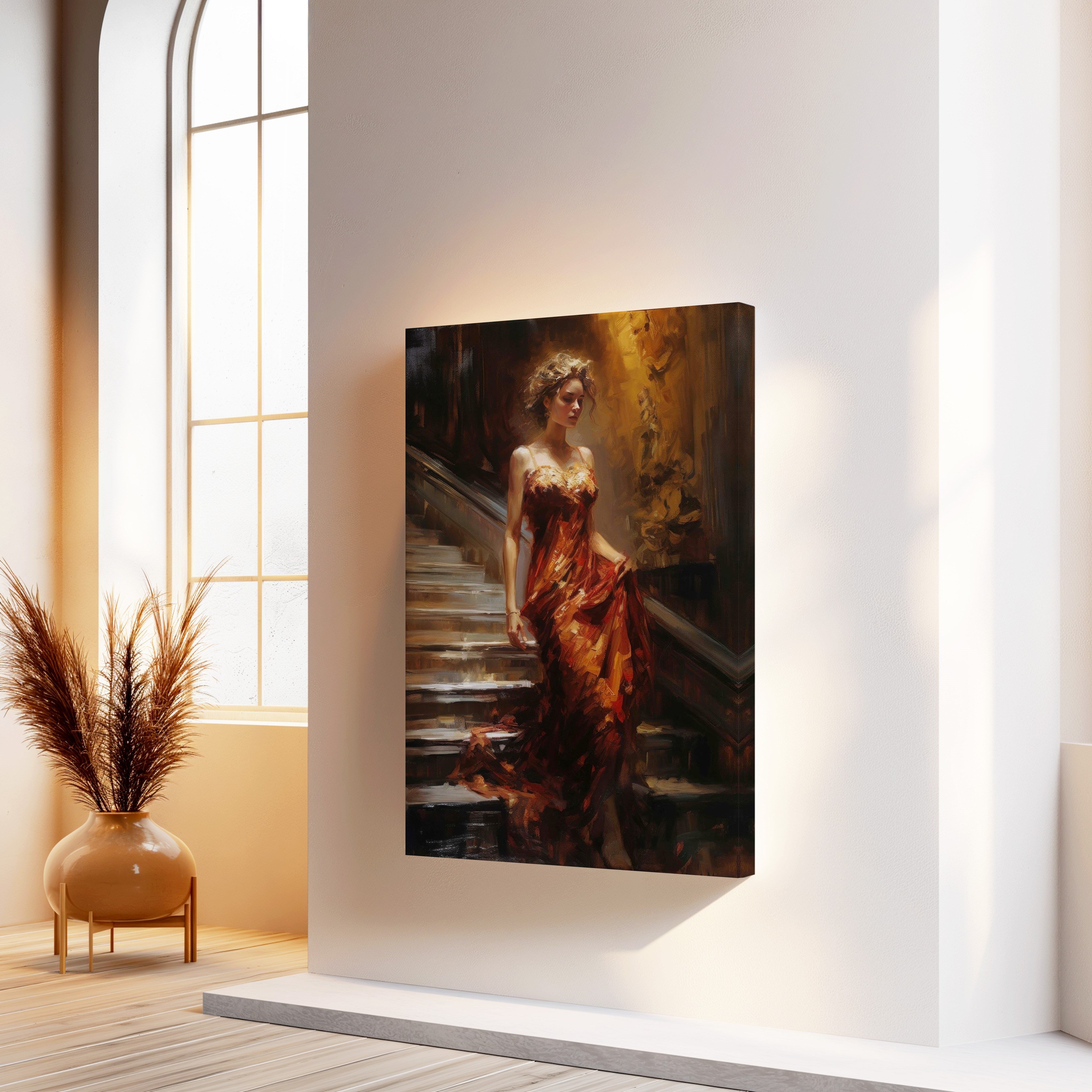 Merdivenlerde Sessizlik | Yağlı Boya Dokulu Canvas Baskı