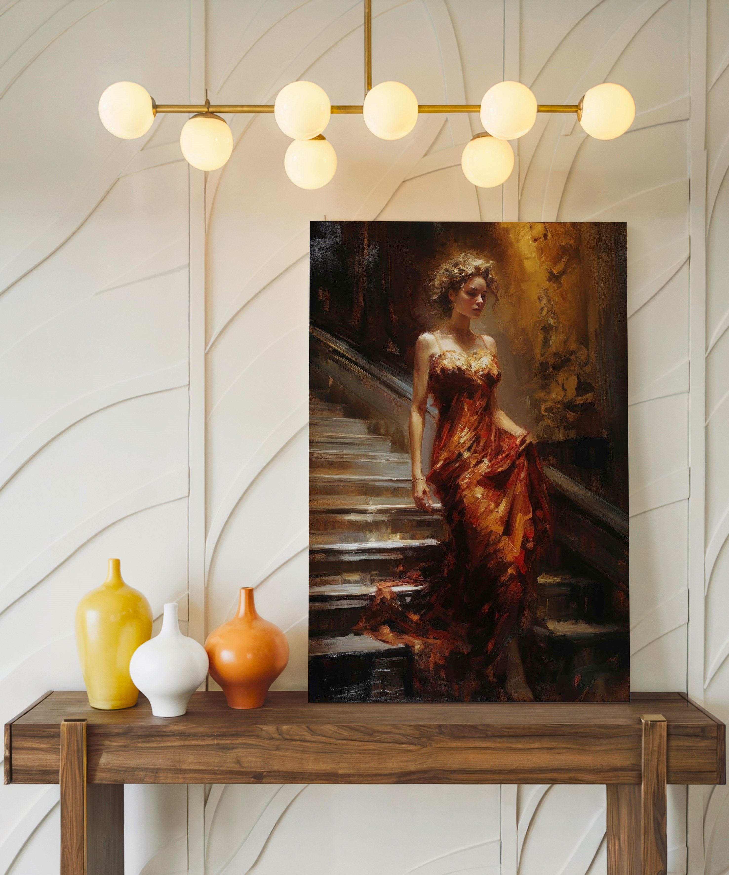 Merdivenlerde Sessizlik | Yağlı Boya Dokulu Canvas Baskı