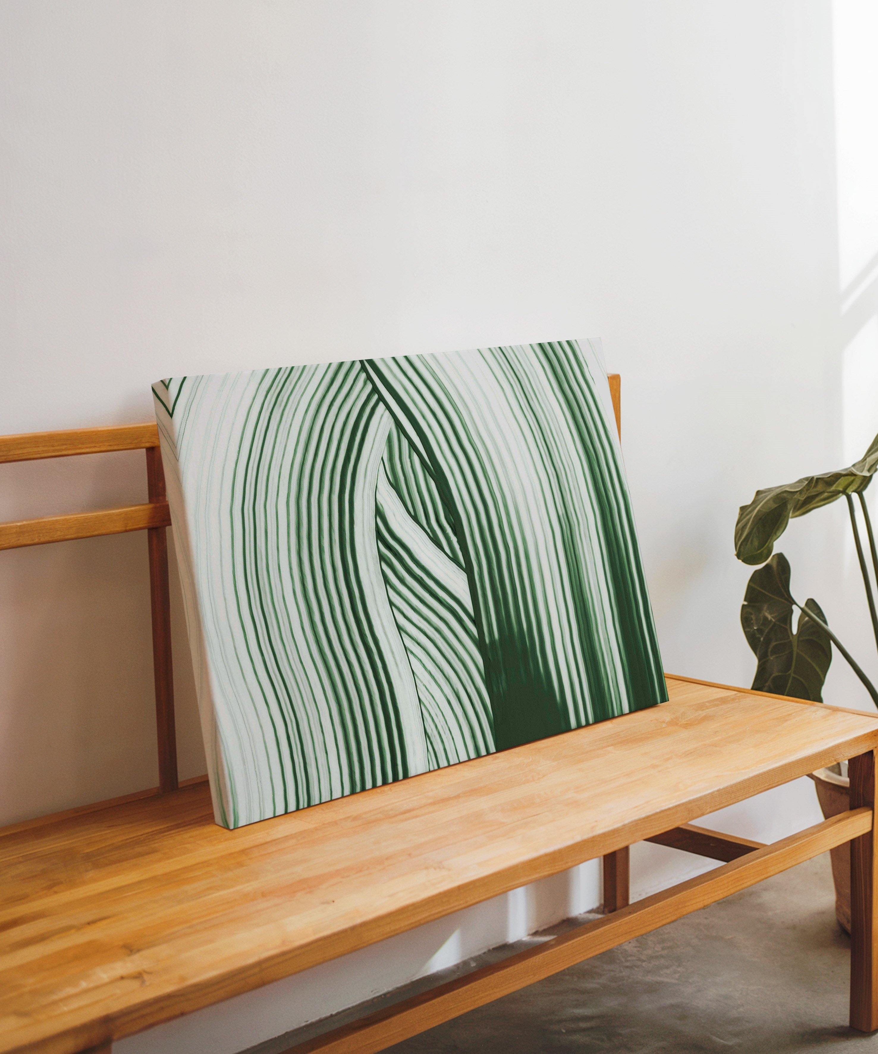 Minimal Soyut Yeşil | Yağlıboya dokulu canvas baskı