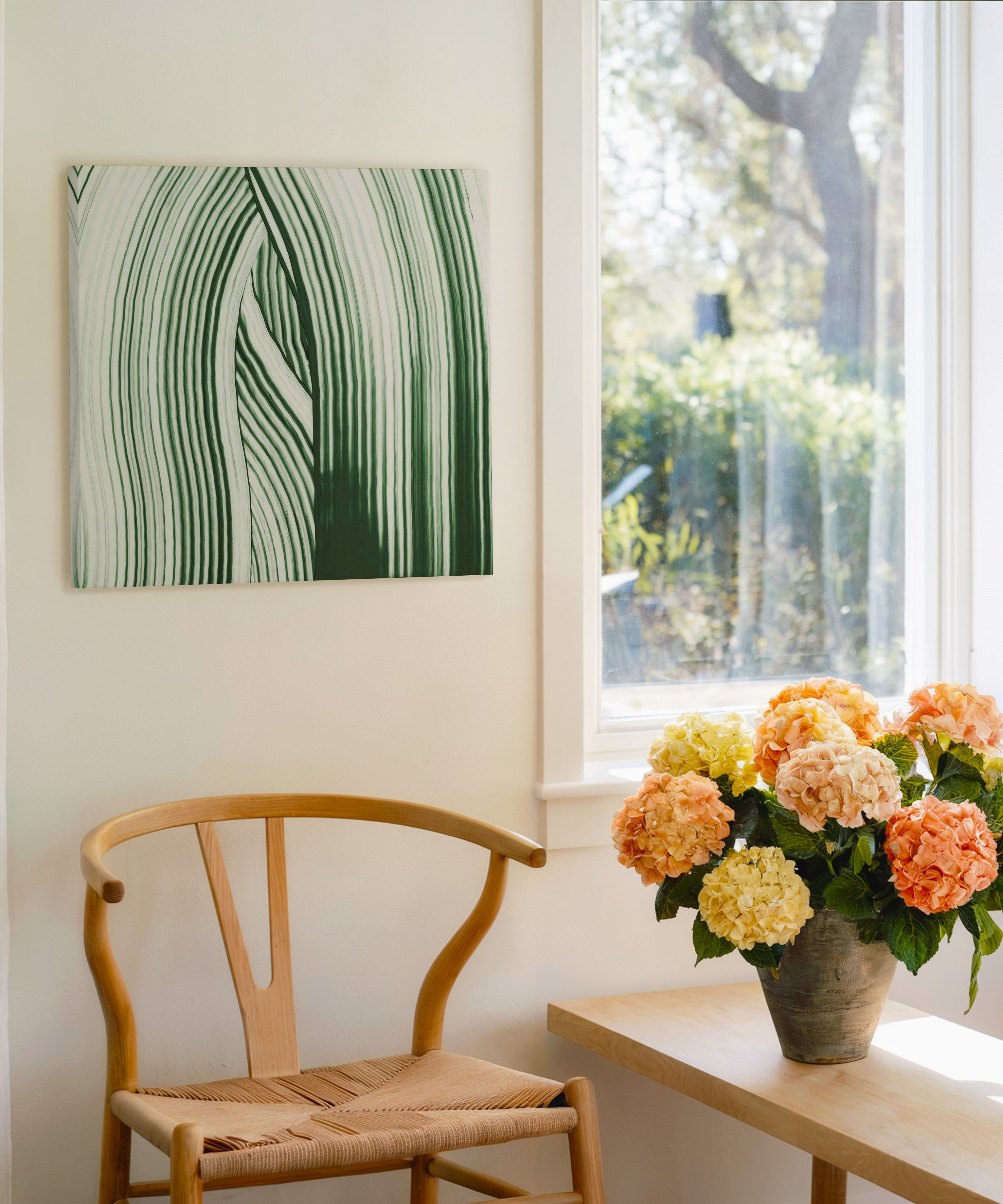 Minimal Soyut Yeşil | Yağlıboya dokulu canvas baskı