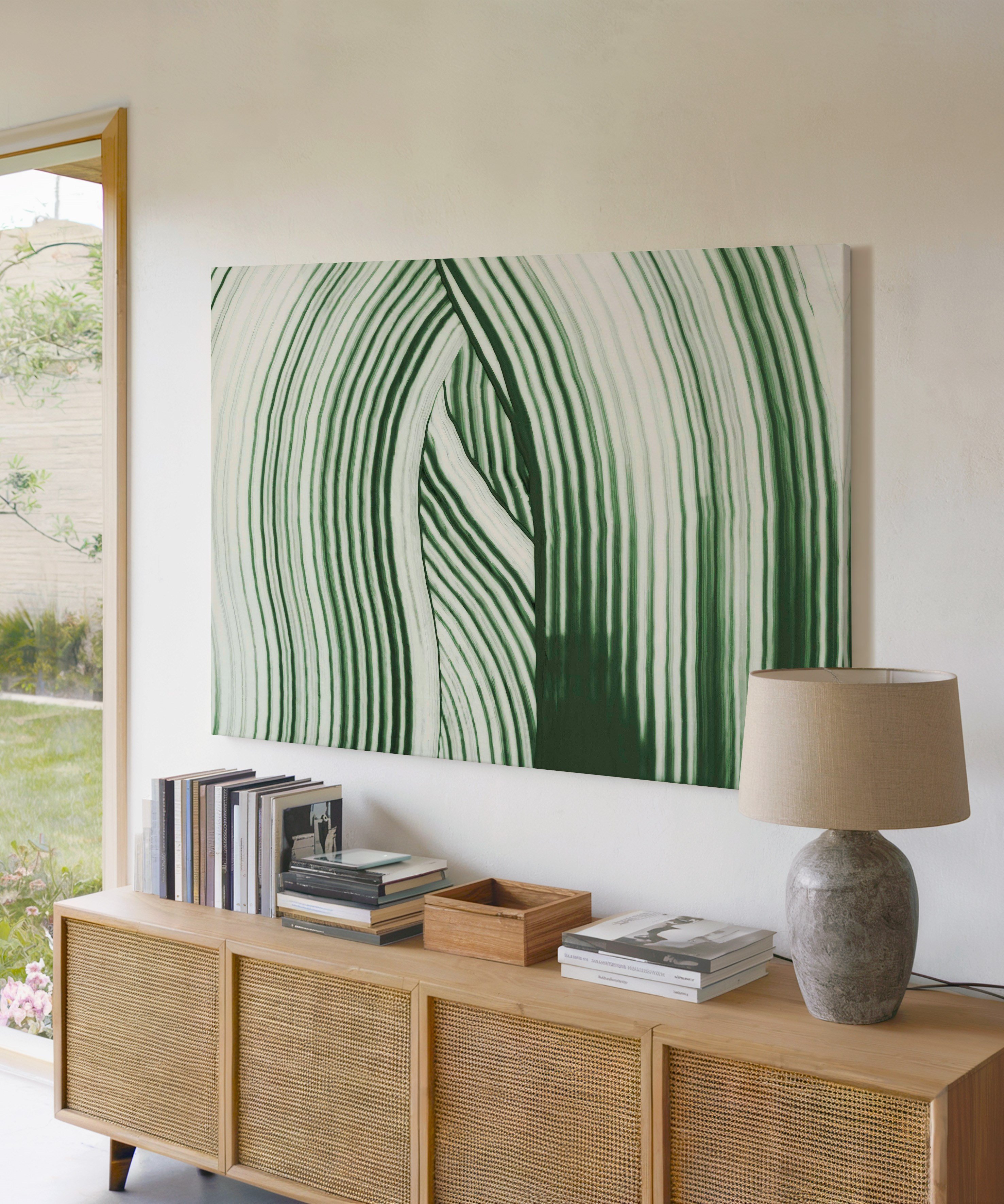 Minimal Soyut Yeşil | Yağlıboya dokulu canvas baskı