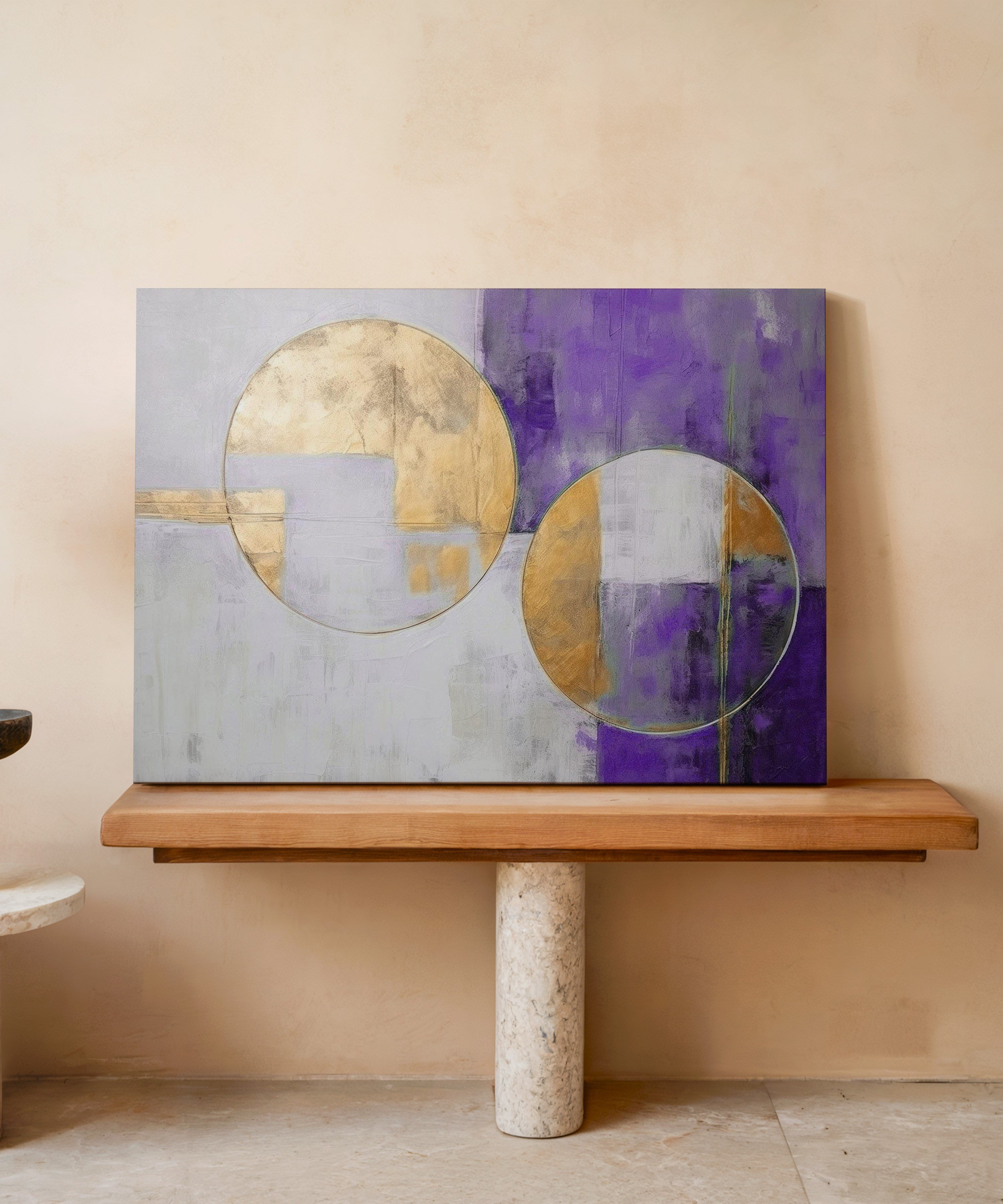 Mor Harmoni | Yağlı Boya Dokulu Canvas Baskı
