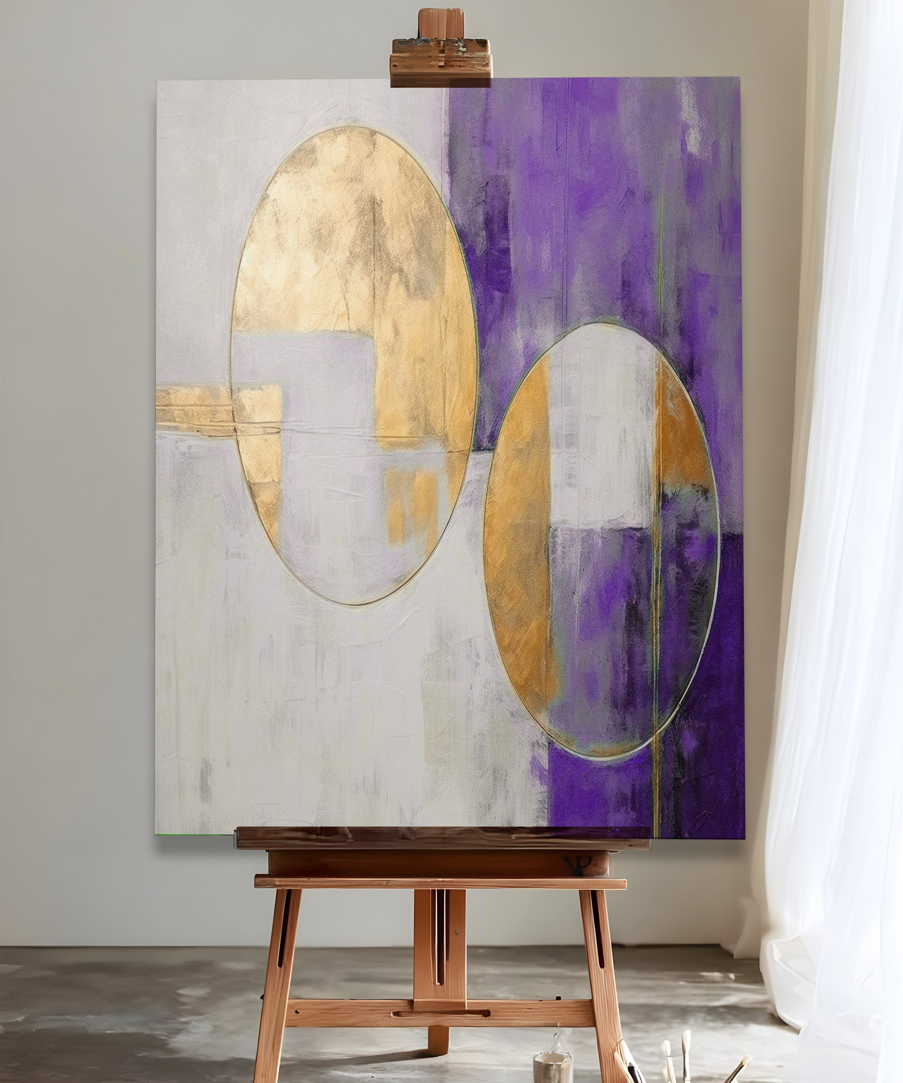 Mor Harmoni | Yağlı Boya Dokulu Canvas Baskı