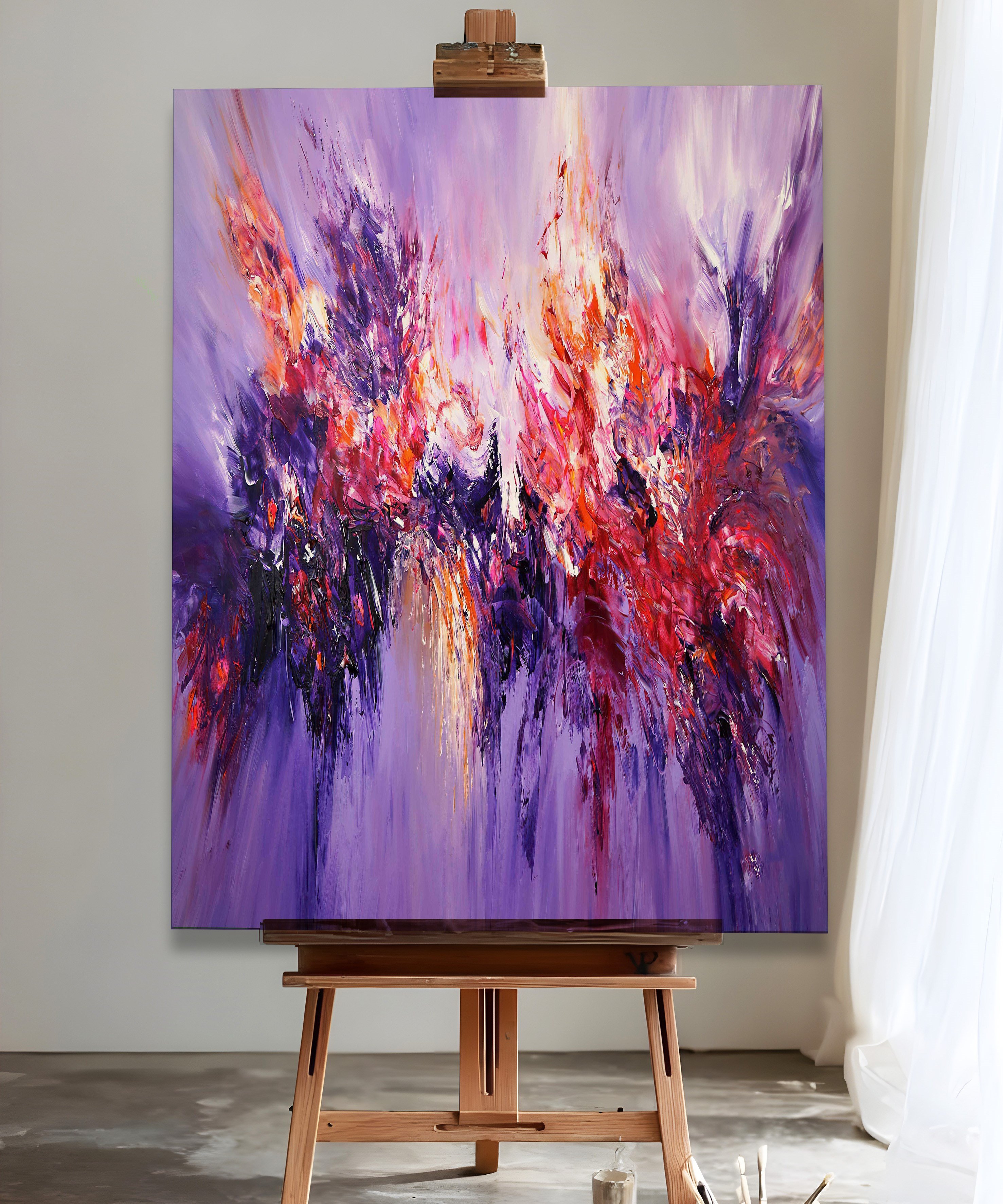 Mor Serüven | Yağlıboya dokulu canvas baskı