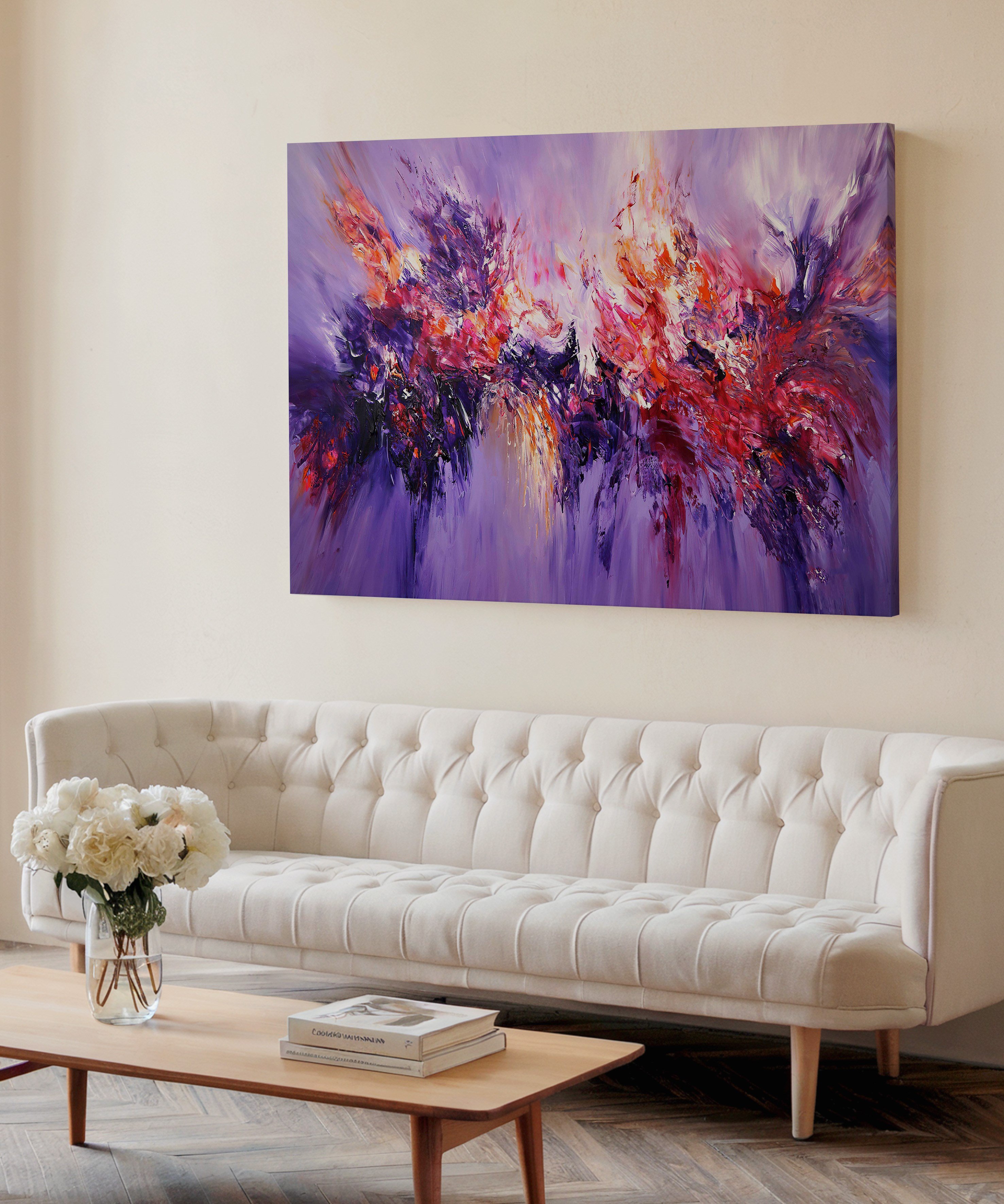 Mor Serüven | Yağlıboya dokulu canvas baskı