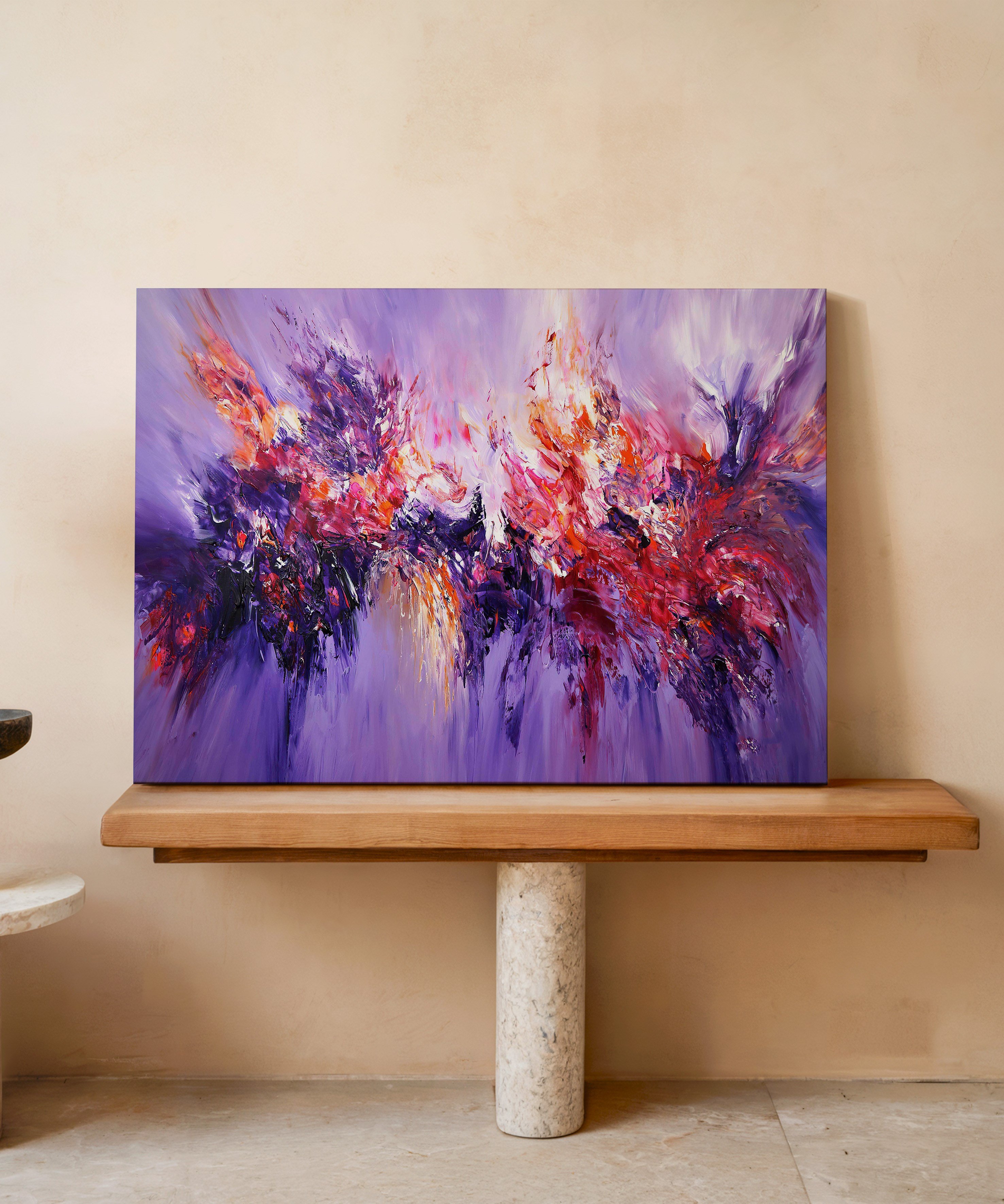 Mor Serüven | Yağlıboya dokulu canvas baskı