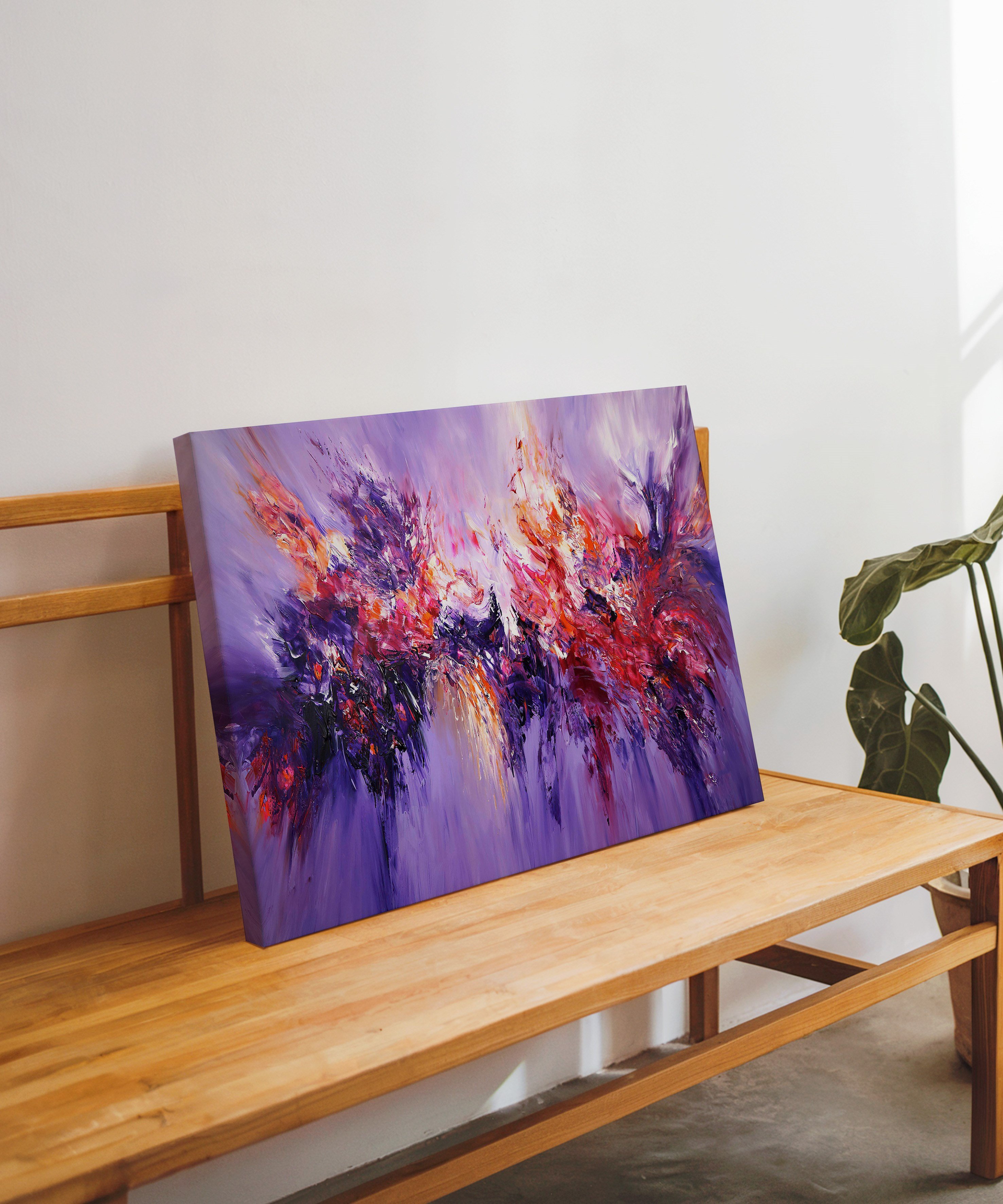 Mor Serüven | Yağlıboya dokulu canvas baskı
