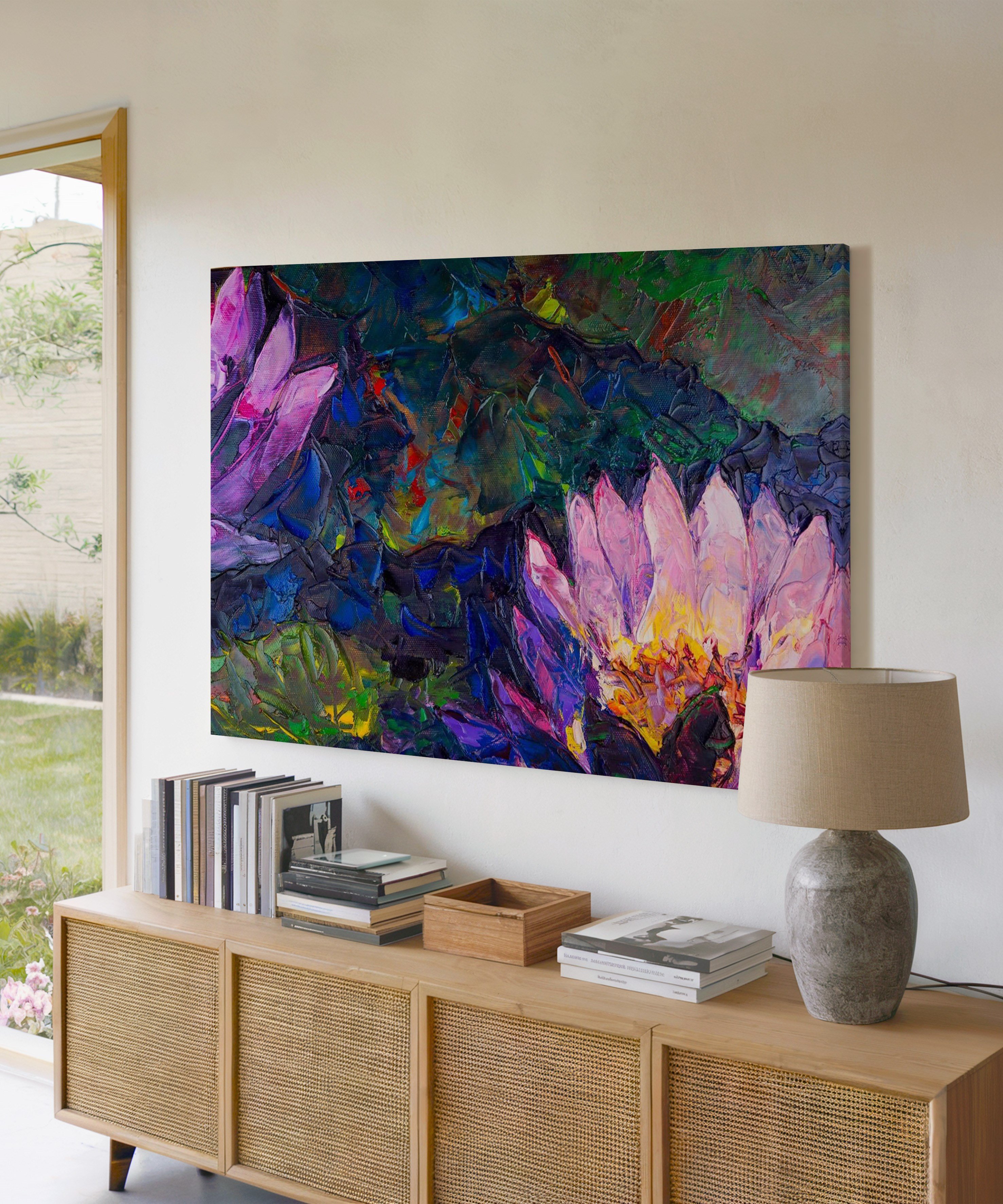 Nilüferler | Yağlıboya dokulu canvas baskı
