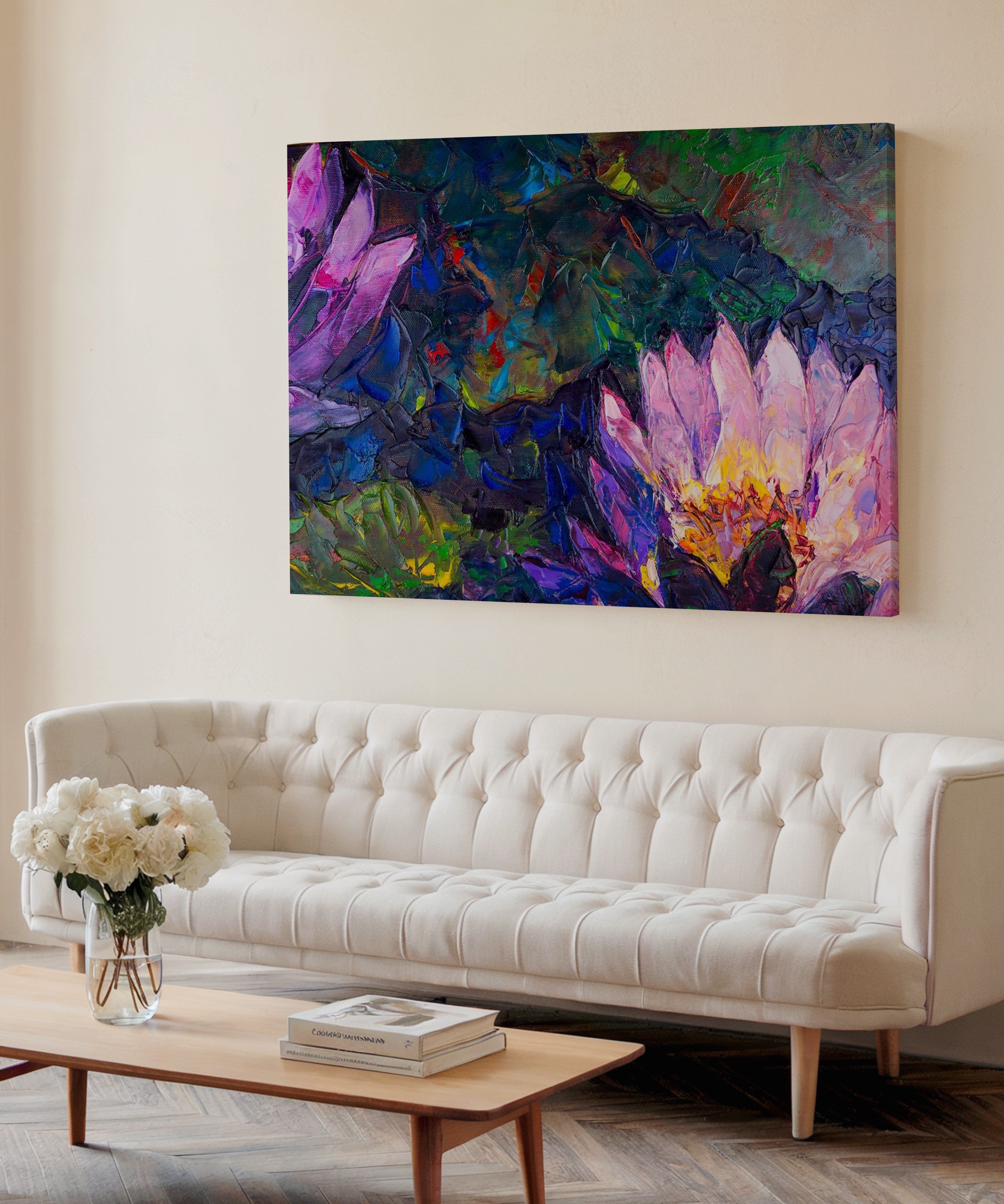 Nilüferler | Yağlıboya dokulu canvas baskı