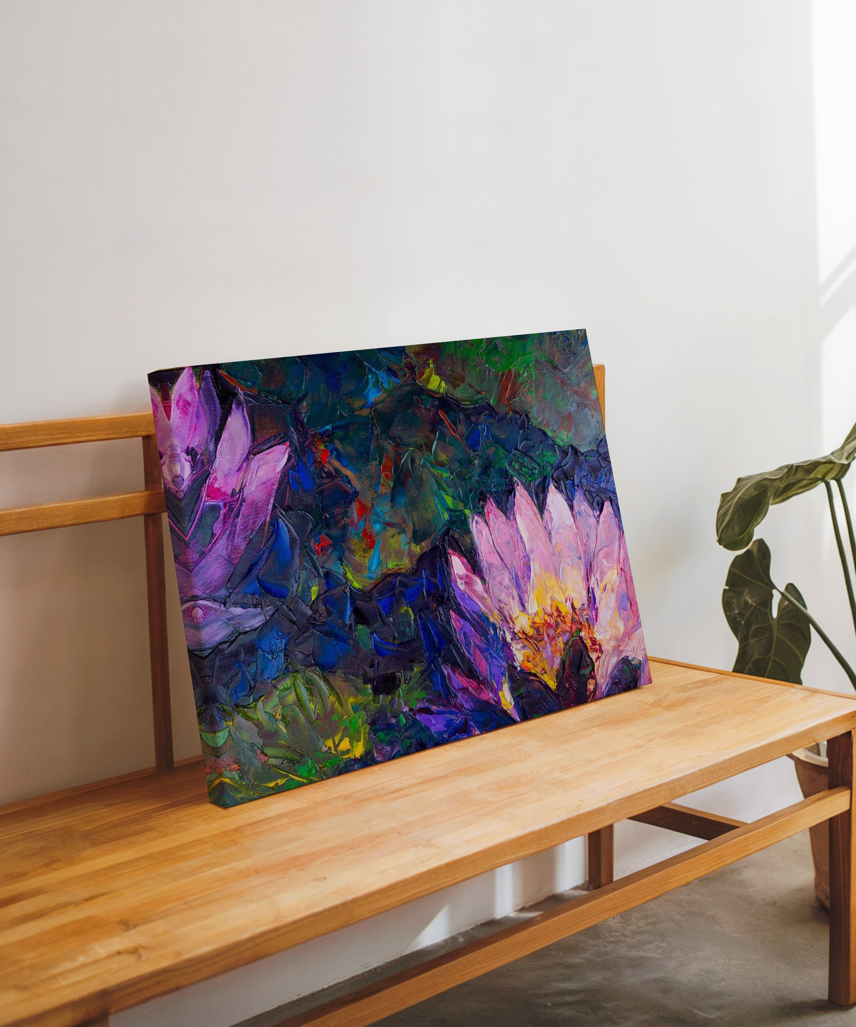 Nilüferler | Yağlıboya dokulu canvas baskı