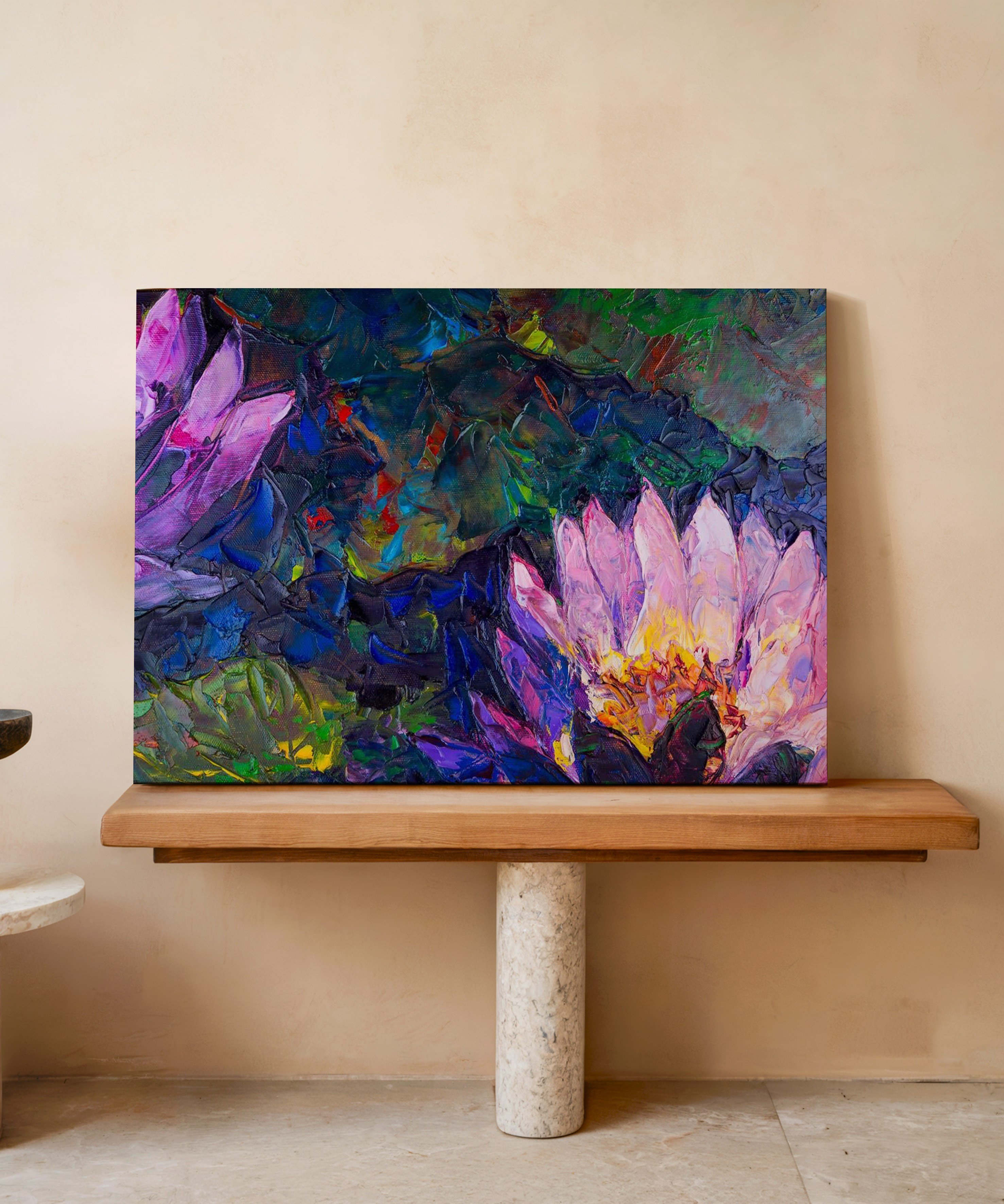 Nilüferler | Yağlıboya dokulu canvas baskı