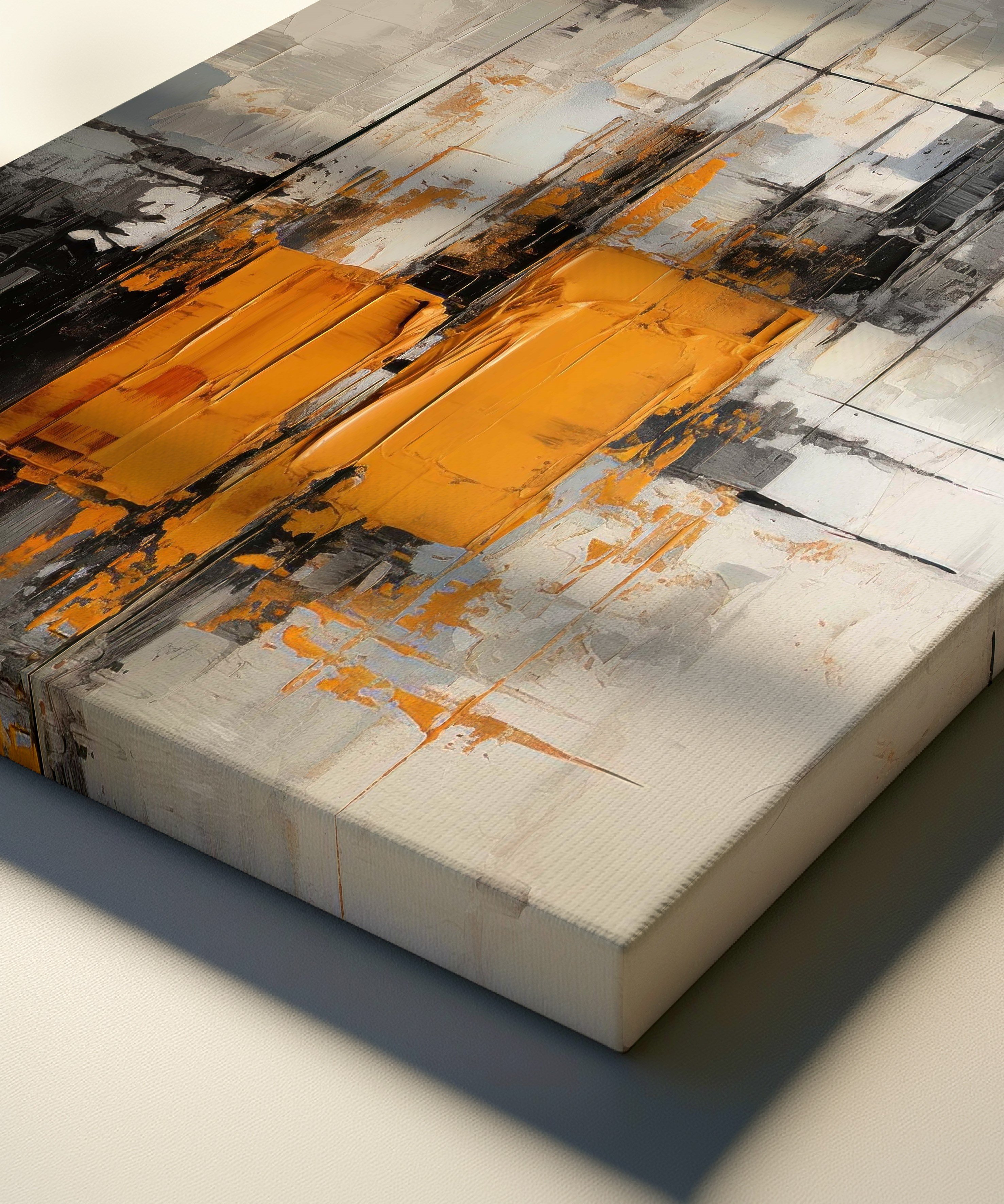 Orange Grey | Yağlıboya dokulu canvas baskı