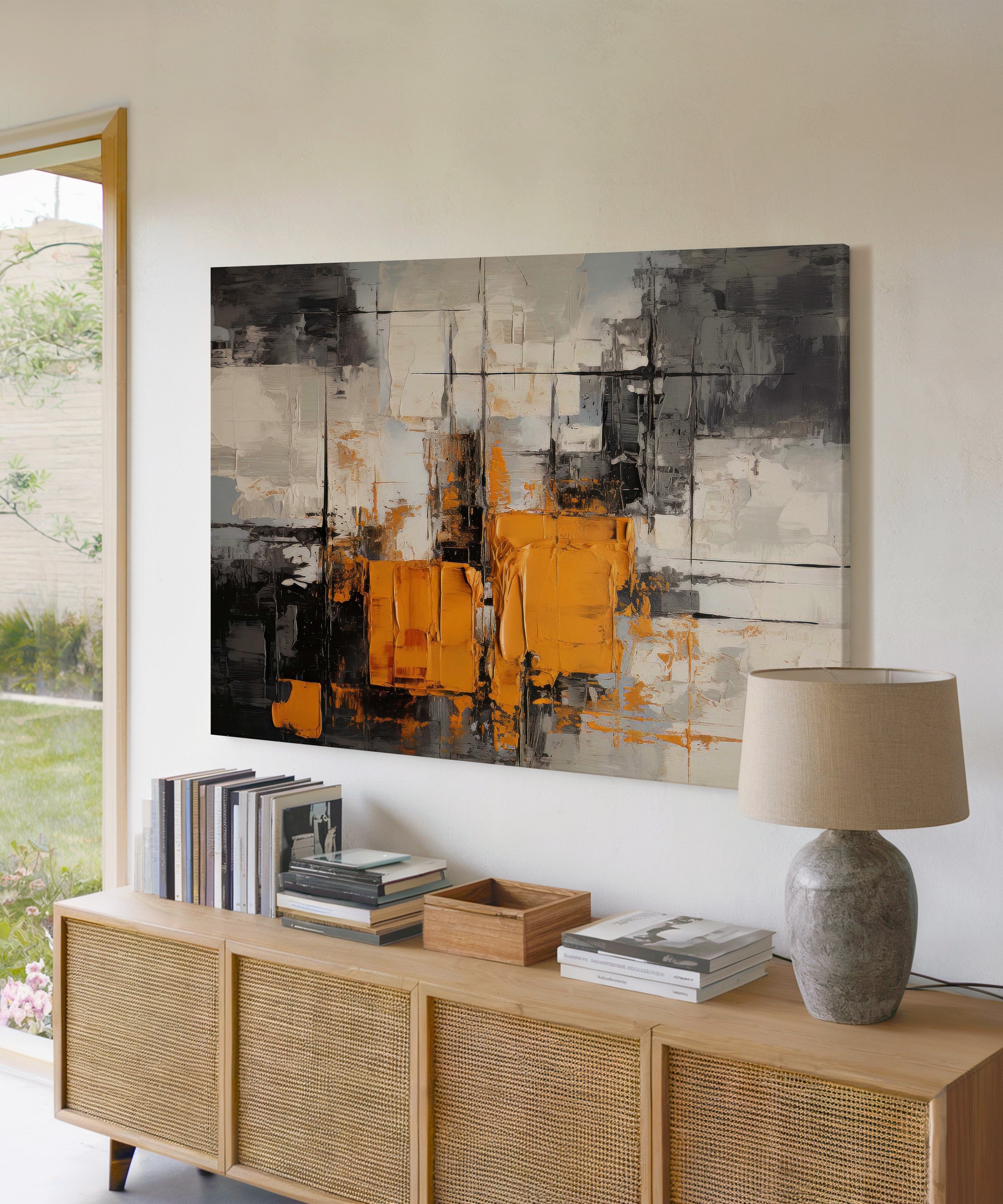 Orange Grey | Yağlıboya dokulu canvas baskı