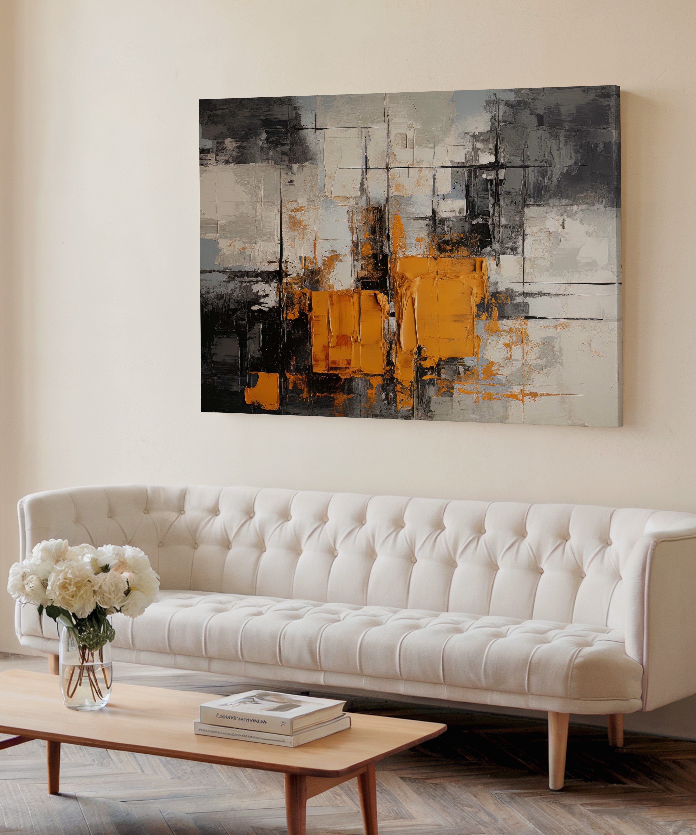 Orange Grey | Yağlıboya dokulu canvas baskı