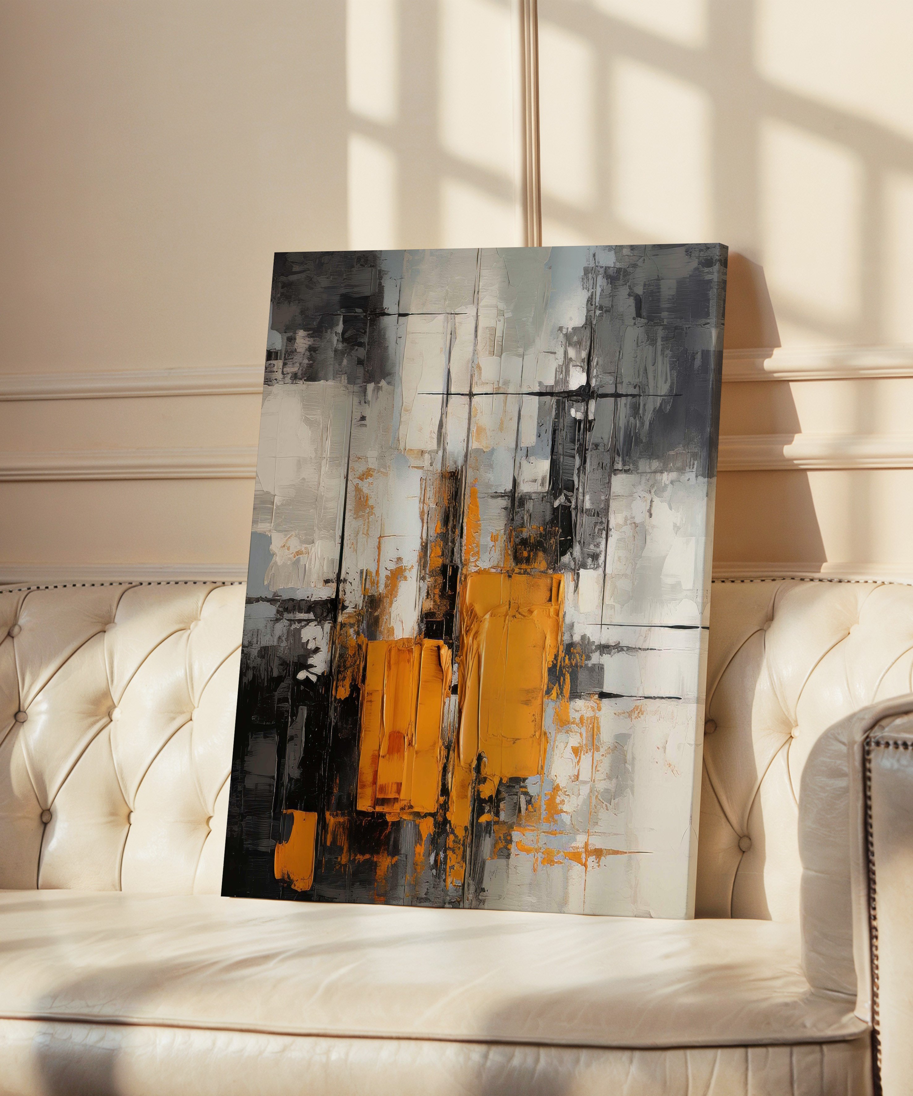 Orange Grey | Yağlıboya dokulu canvas baskı